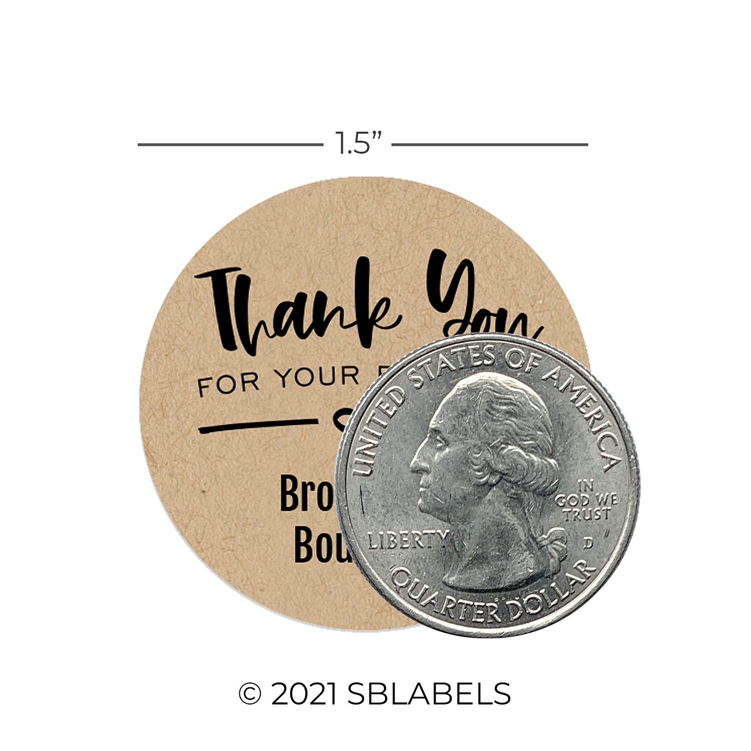 Custom Thank You Heart Stickers - 500 Personalized Kraft Business Labels, 1.5