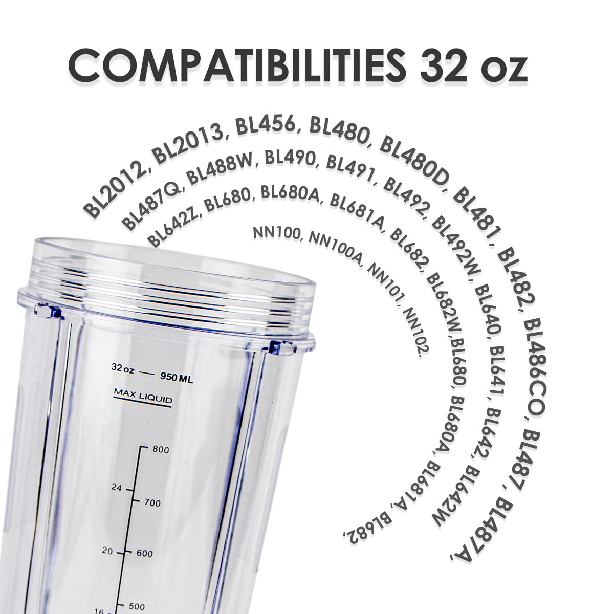 LYTIO 32 oz Replacement Cup with Sip N Seal Lid for Nutri Ninja Blender Auto IQ Duo 407KKU641 - BPA Free Blender Bottle for Smoothies, Protein Shakes & Meal Prep - Perfect for Home, Gym & Travel