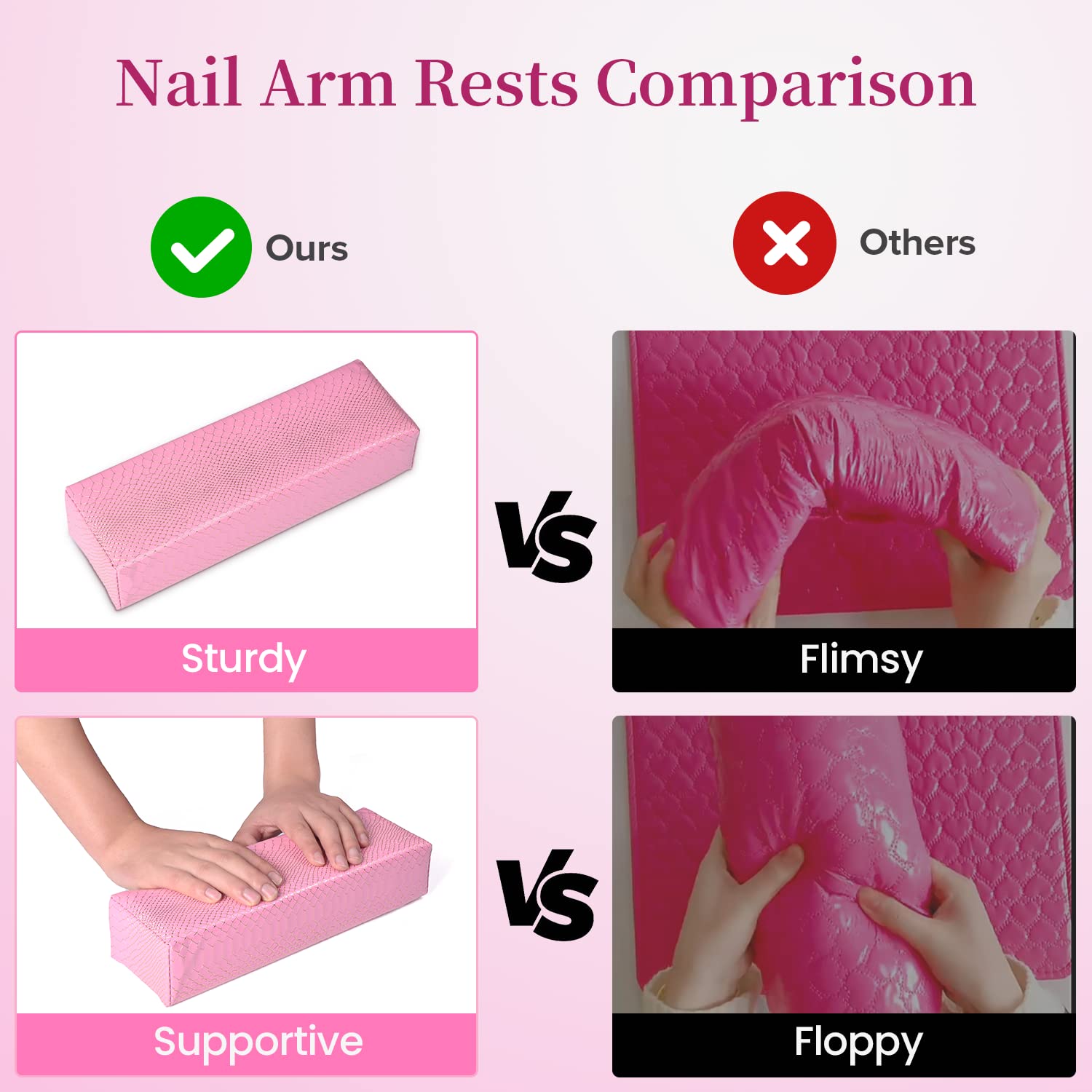 Professional Nail Tech Arm Rest - Easy to Clean PU Leather Hand Rest Cushion Holder for Acrylic Nails | Waterproof, Soft & Sturdy Design | Perfect for Salon, Home Manicures & Nail Art (Black)