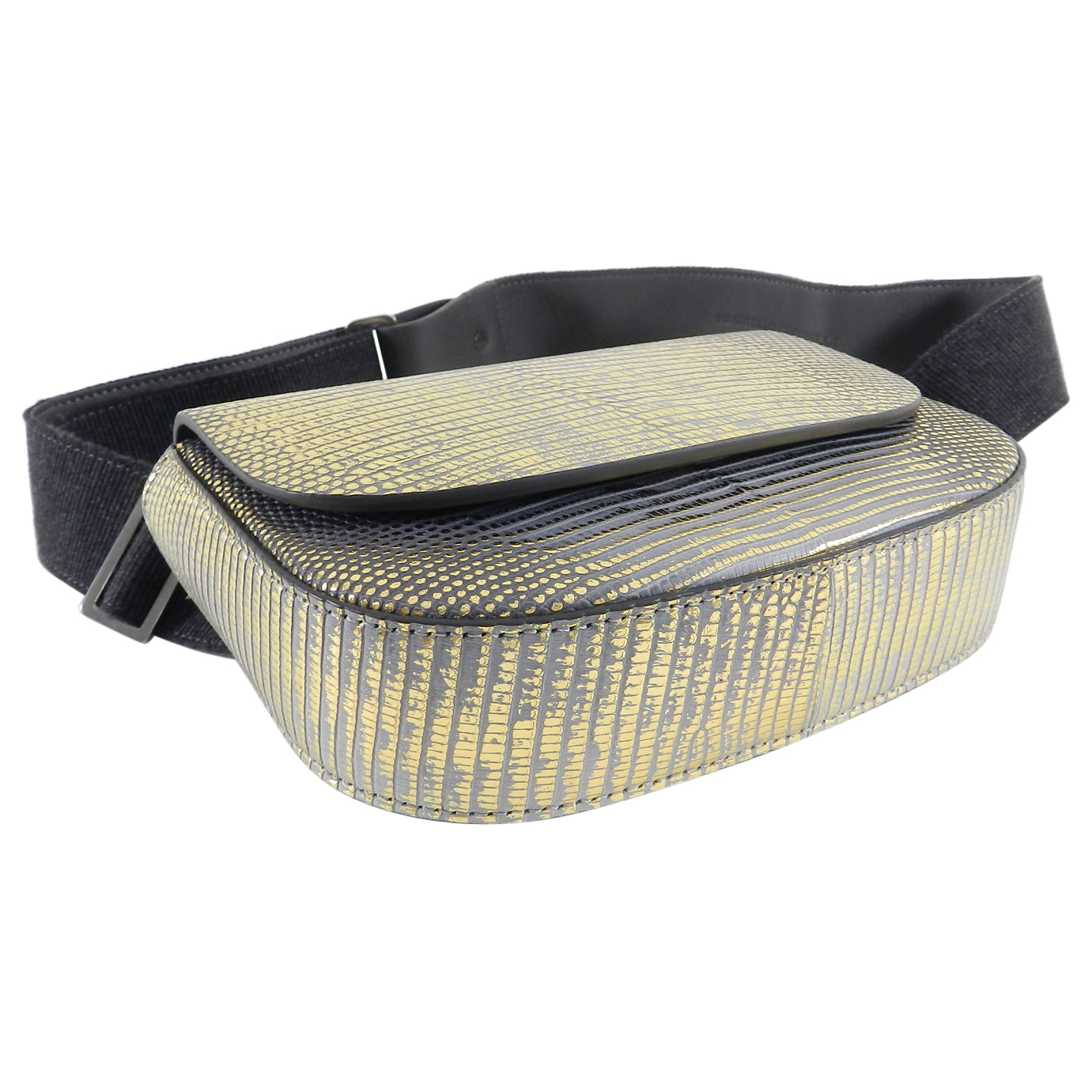 Brunello Cucinelli Gold Metallic Lizard Print Waist Belt Bag for Women - Stylish Fanny Pack for Travel, Concerts & Everyday Use