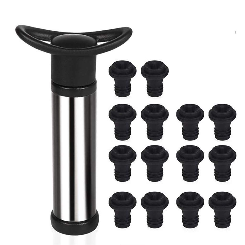 Premium Wine Saver Vacuum Pump Kit with 15 Stainless Steel Stoppers - Airtight Wine Preserver for Red, White & Sparkling Wines - Perfect for Home Bars, Parties & Wine Enthusiasts