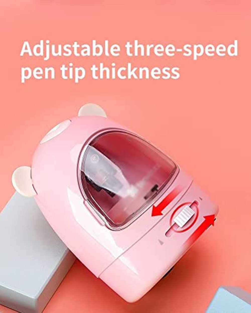 Electric Pencil Sharpener for Kids - Portable & Cute Cartoon Design - Perfect for School, Classroom, Office & Home Use - Pink Mechanical Pencil Sharpener Set (Great for Homework, Art Projects & Office Supplies)
