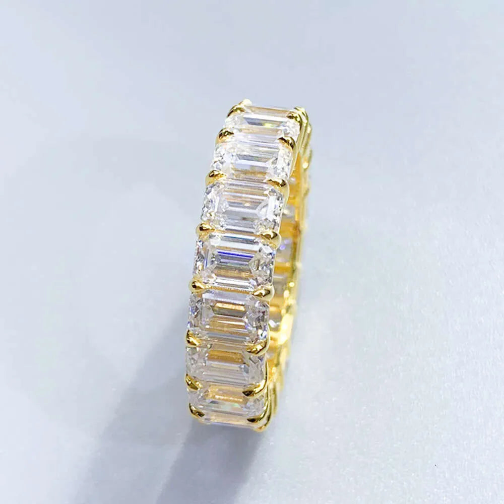 14K Yellow Gold Moissanite Ring with VVS Diamonds | Elegant Wedding, Engagement & Anniversary Jewelry Gift for Women