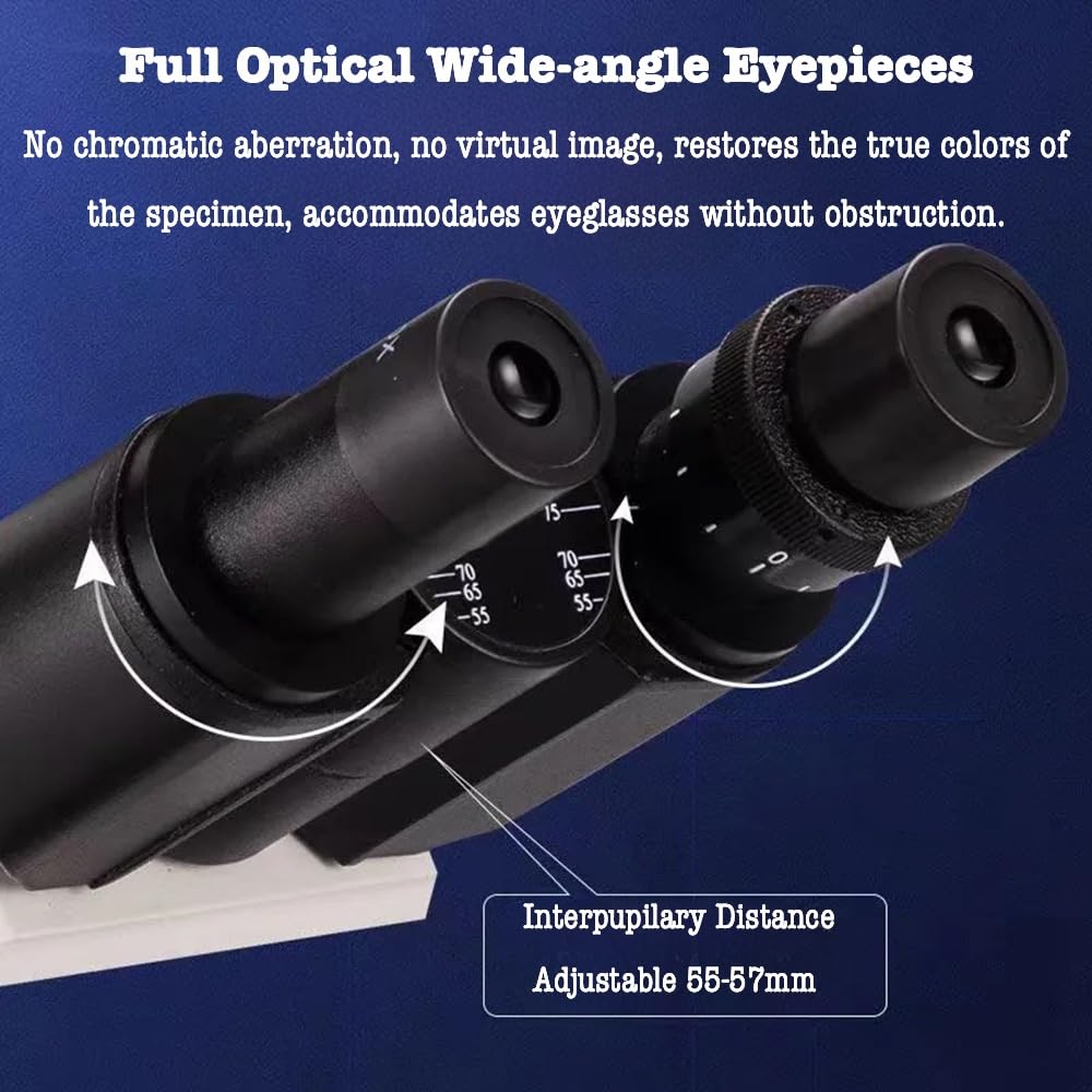 40X-5000X Professional Trinocular Compound Microscope for Adults & Lab Use - with WF10X & WF25X Eyepieces, Abbe Condenser, Microscope Slides - PC/Phone Screen Link Compatible - Perfect for Biological Research, Classroom Education & Scientific Exploration