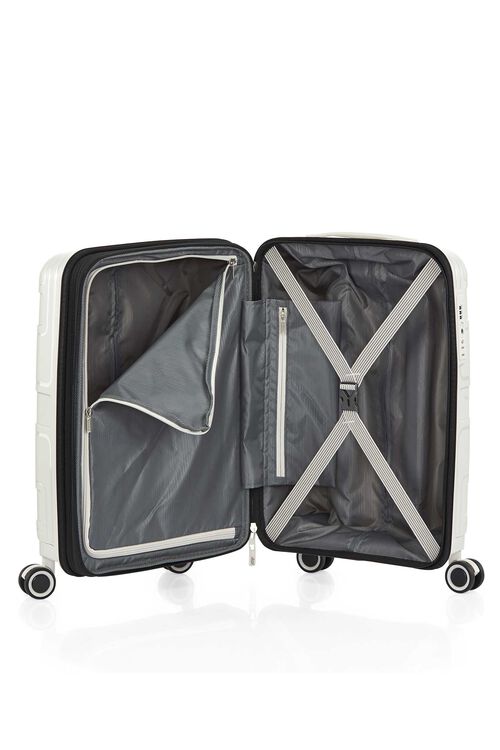 American Tourister Light Max 55cm Small Cabin Luggage - Lightweight Carry-On Suitcase for Travel, Business Trips & Weekend Getaways | Off White Spinner Bag with 4 Wheels