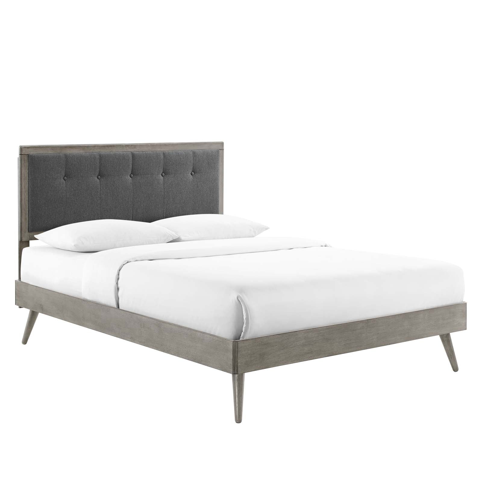 Stylish Willow Wood Platform Bed with Splayed Legs - Modern Bedroom Furniture for Home Decor | Perfect for Master Bedroom, Guest Room & Apartment Living