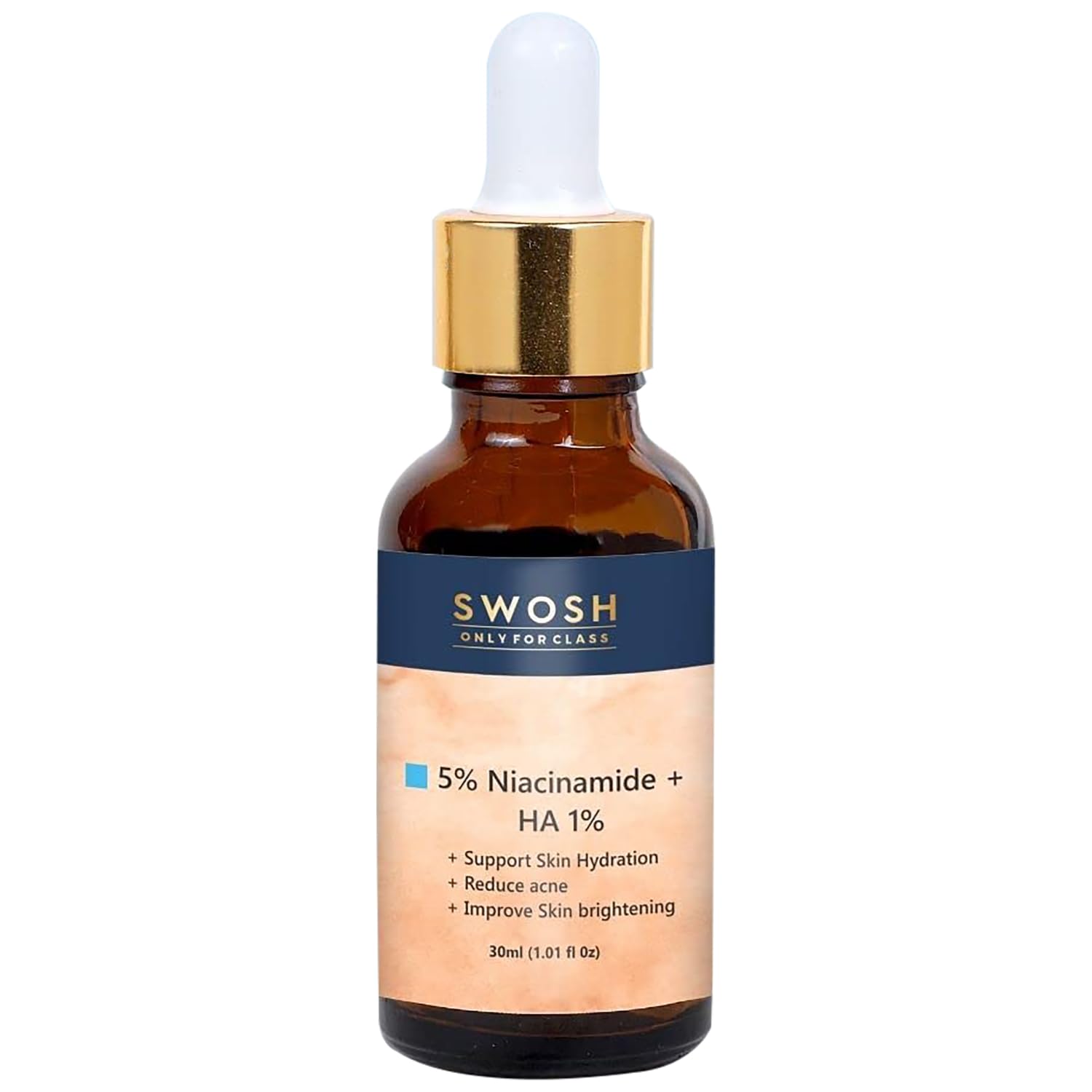 SWOSH 5% Niacinamide + 1% Hyaluronic Acid Face Serum (30ml) - Anti-Acne Treatment for Oily & Pimple-Prone Skin | Brightening, Moisturizing & Hydrating Formula | Perfect for Daily Skincare Routine & Blemish Control