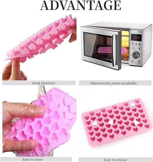 Premium Silicone Chocolate Molds Set - 2 Pack Teddy Bear & 55 Cavity Heart Shaped Molds for Baking, Candy, Ice Cubes, Jelly | Valentine's Day Gifts, DIY Treats, Party Desserts, Romantic Gift Ideas
