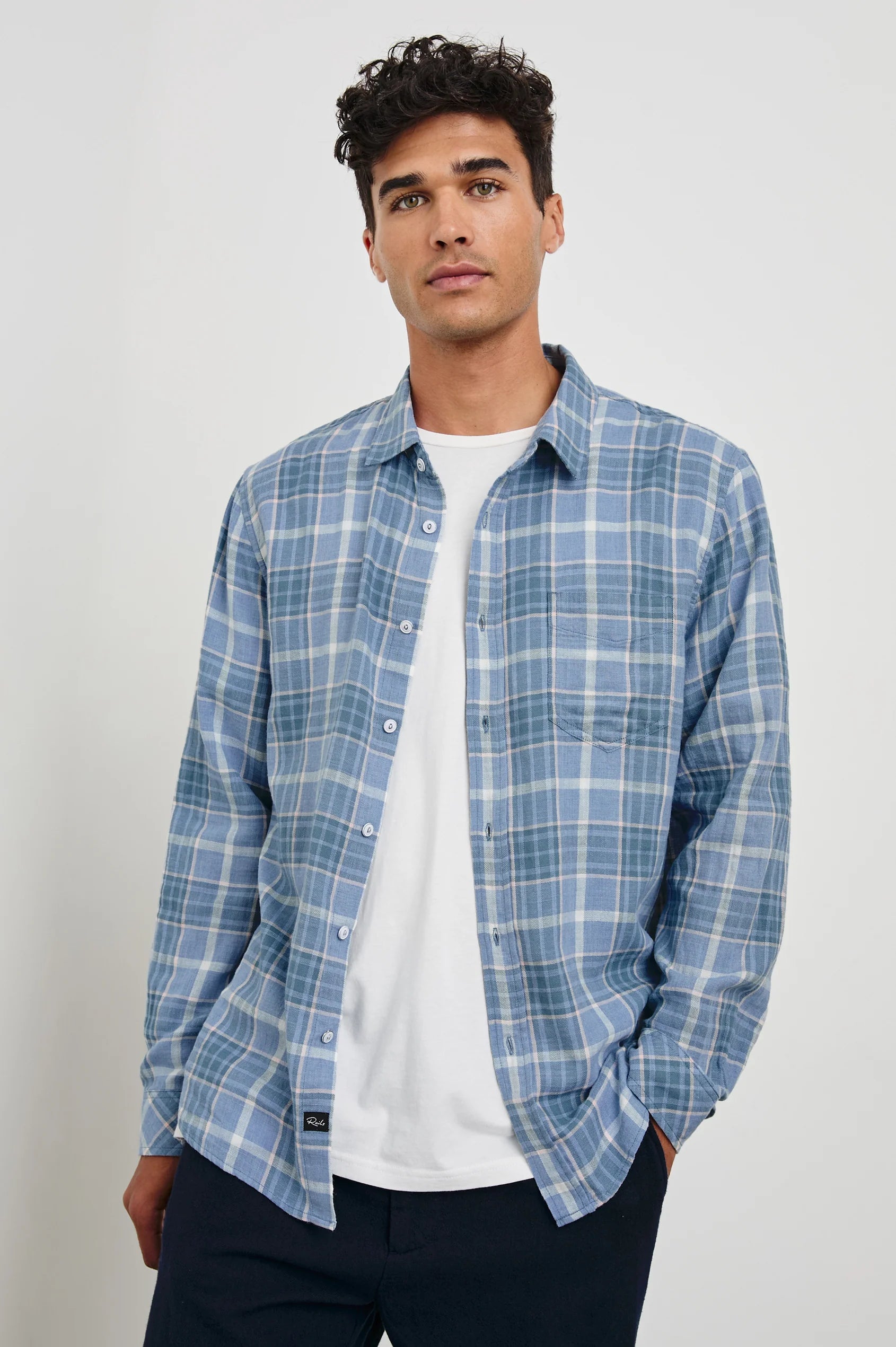 Wyatt Ebi Melange Plaid Long Sleeve Shirt for Men - Comfortable Flannel Button Down Top for Casual Wear & Outdoor Activities