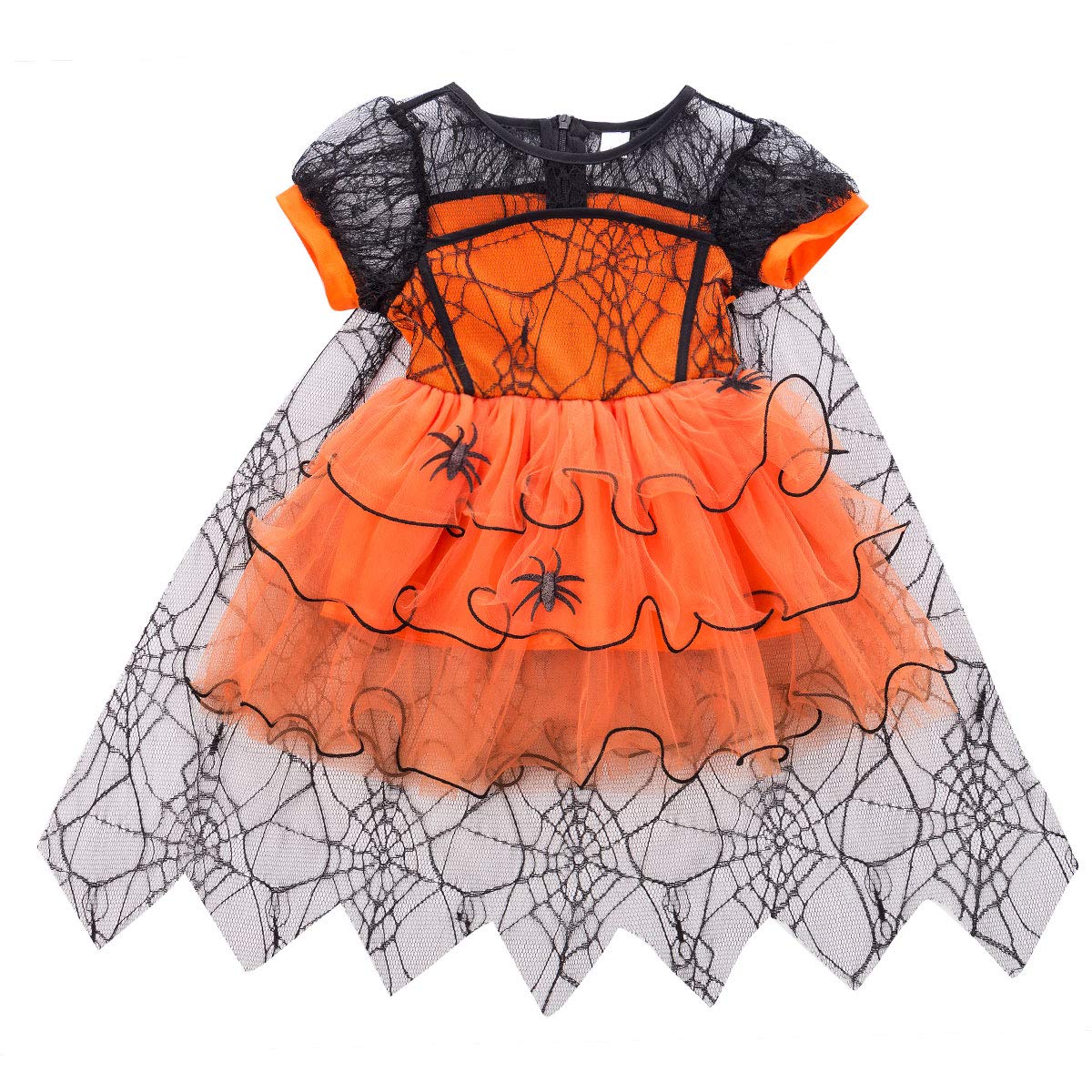 Spider Halloween Costume for Toddler Girls - Short Sleeve Witch Dress with Mesh Tutu Skirt | Cute Cosplay Outfit for Halloween Parties & Trick-or-Treating