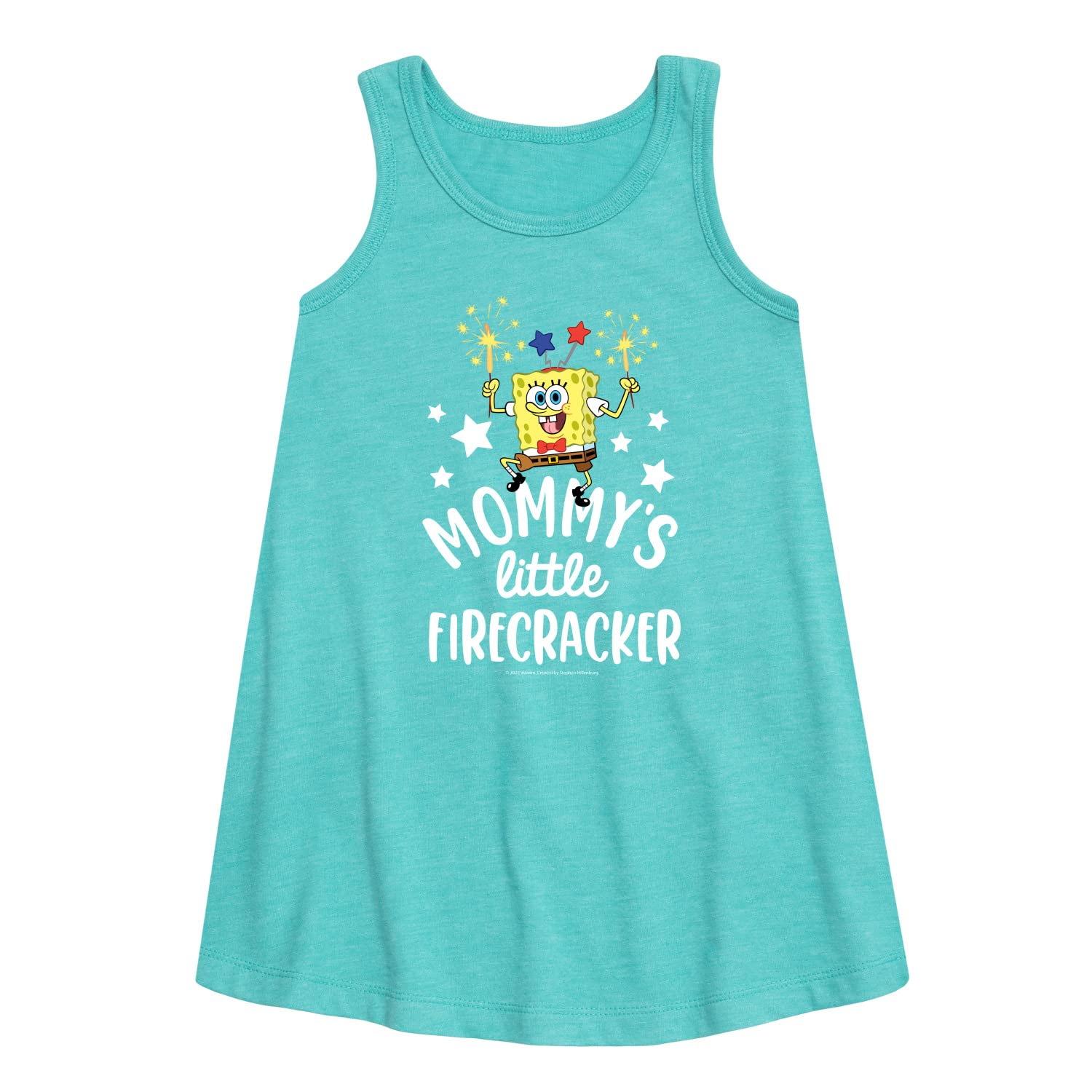 HYBRID APPAREL Spongebob Squarepants Mommy's Little Firecracker Toddler & Youth Girls A-line Dress - Cute Cartoon Character Outfit for Birthday Parties, Playdates & Special Occasions