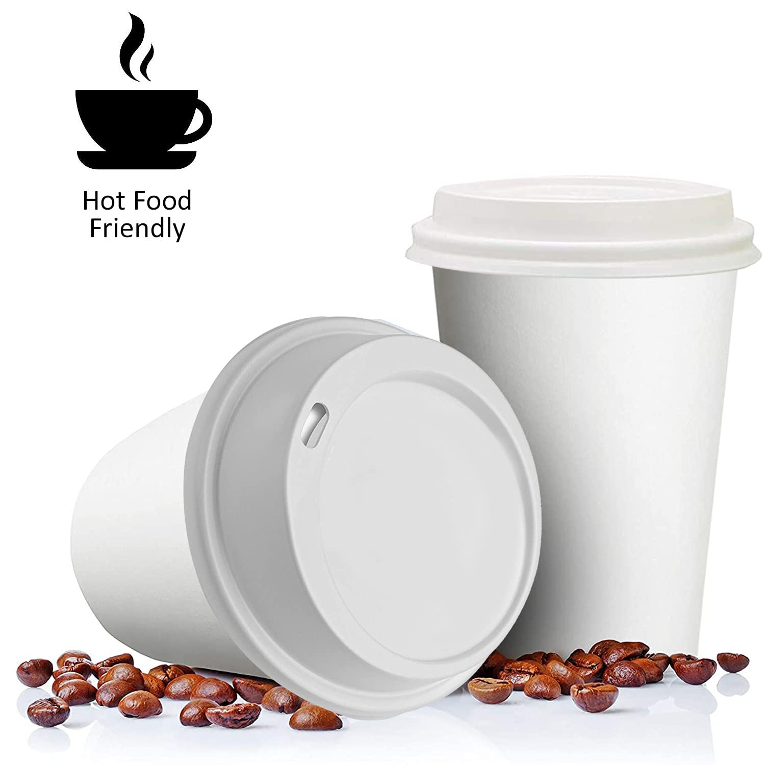 Smygoods Coffee Cup Lids - 50 Count White Dome Lids for 10/24oz Paper Cups | Perfect for Coffee Shops, Takeout & Catering Events [Cups Not Included]