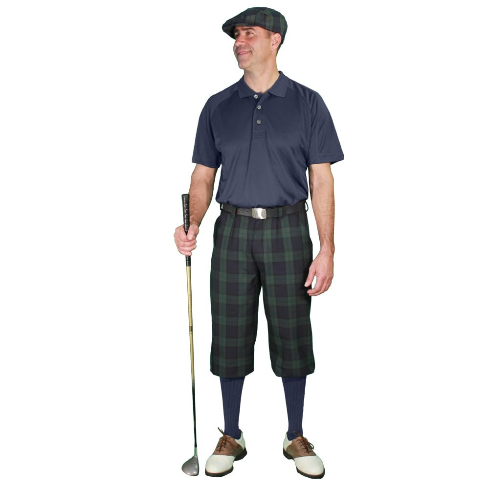 Premium Black Watch Golf Outfits for Men - Stylish Navy Blue Polo Shirt & Shorts Set - Perfect for Golf Tournaments, Country Club Events & Casual Summer Wear