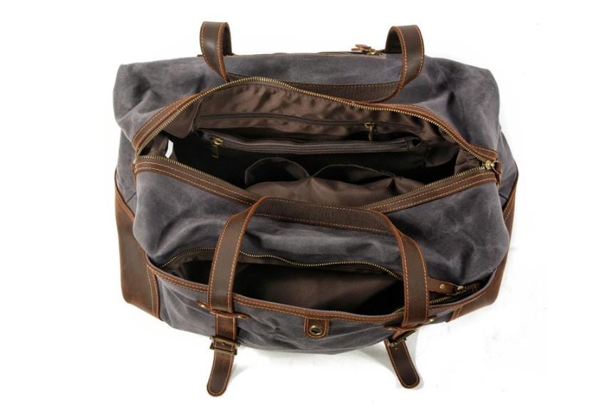 Women's & Men's Canvas Leather Weekender Bag - Durable Travel Duffel Luggage for Gym, Work, Weekend Getaways & Business Trips