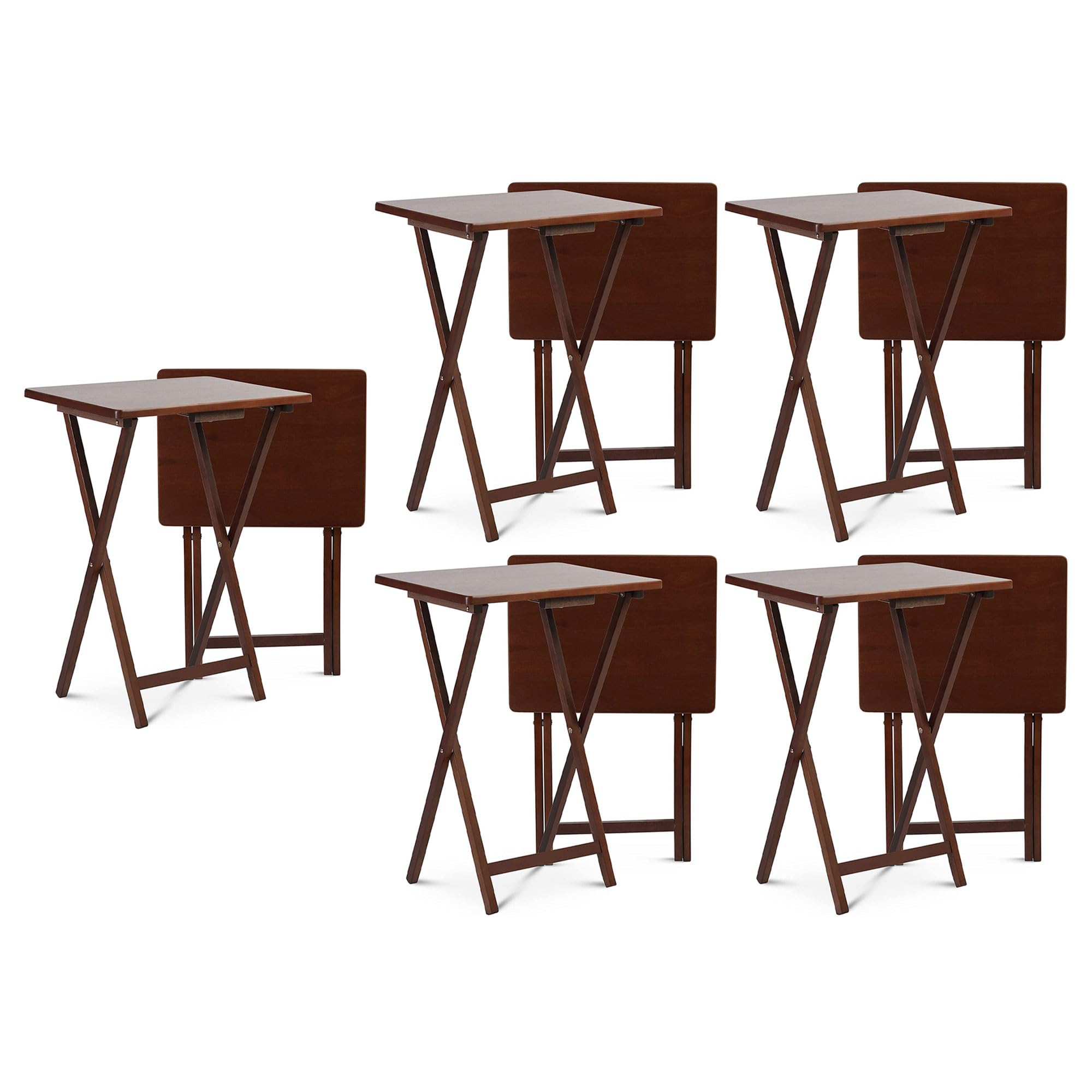 PJ Wood Portable Collapsible TV Snack Tray Table - Foldable Serving Stand for Couch, Bed, Sofa & Office - Honey Oak Finish (10 Pack) - Perfect for Movie Nights, Gaming & Home Entertainment