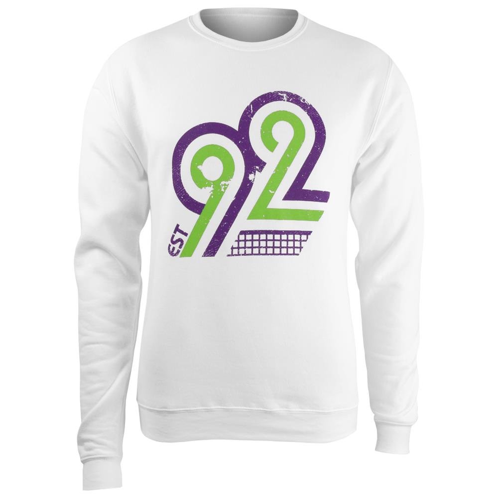Unisex 92 Vintage Crewneck Sweater - White | Classic Cotton Pullover for Men & Women | Perfect for Casual Wear, Tennis Outfits & Winter Layering