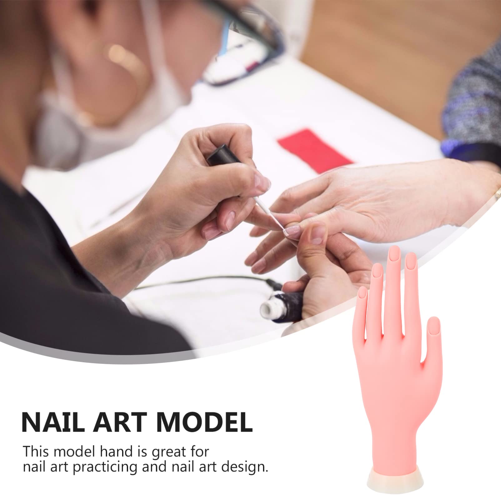 Beaupretty Realistic Manicure Training Hand Model - Fake Practice Hand for Nail Art, Gel Polish & Acrylic Nail Extension Training - Perfect for Nail Technicians, Students & Home Practice