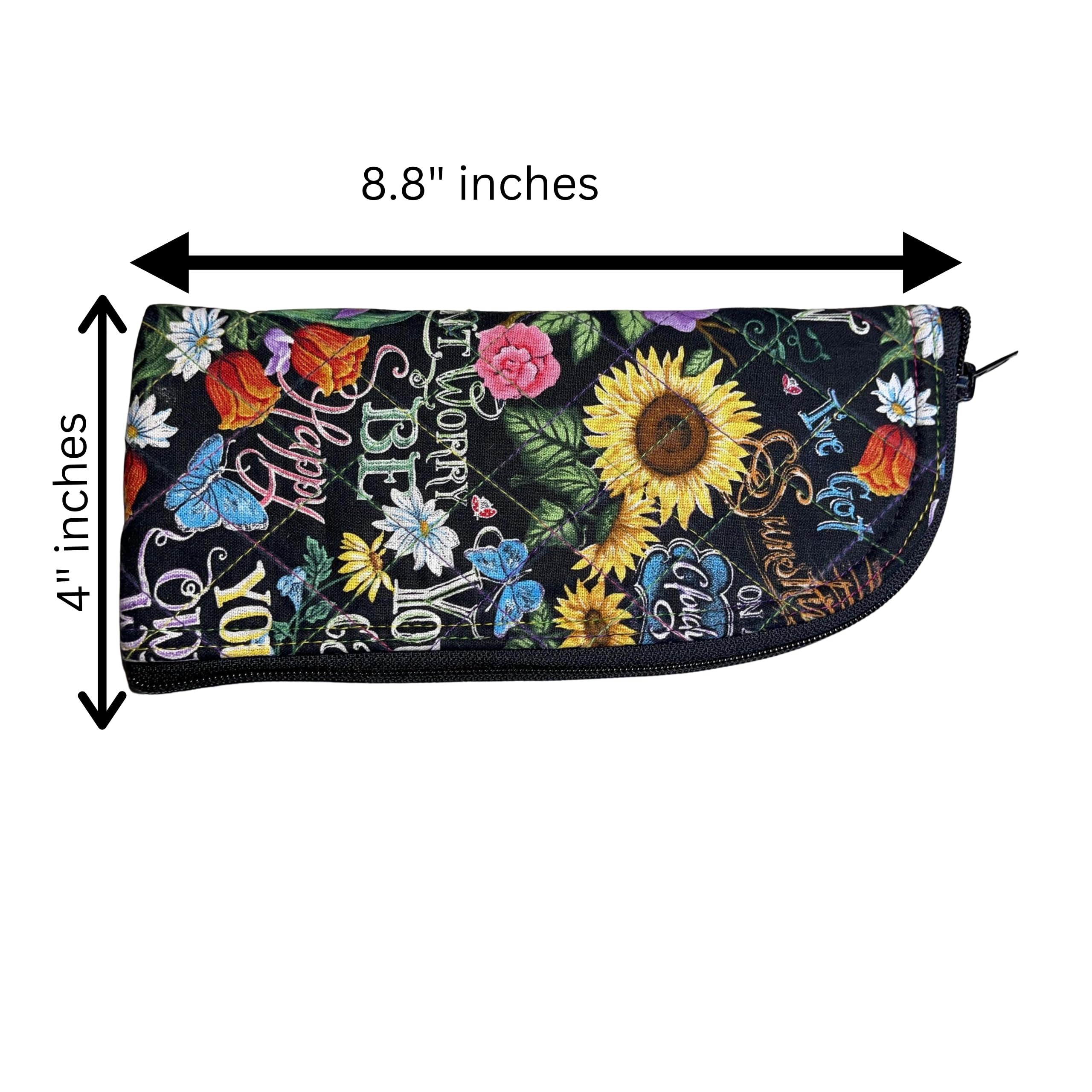 Floral Sunglasses Case with Zipper Closure - Quilted Eyeglasses Pouch for Women, Gift for Her - Durable Sunglasses Sleeve & Eyeglasses Holder (Sunshine Floral) - Perfect for Travel, Beach & Everyday Use