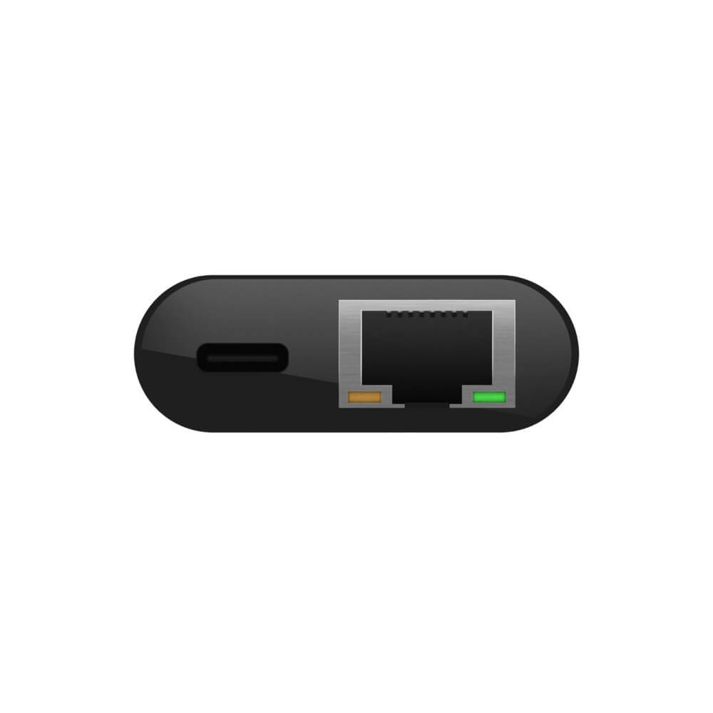 Belkin USB C to Ethernet Adapter with 60W Power Delivery - Fast Wired Internet & Charging for MacBook, iPad Pro, Dell XPS - Perfect for Home Office, Gaming & Travel