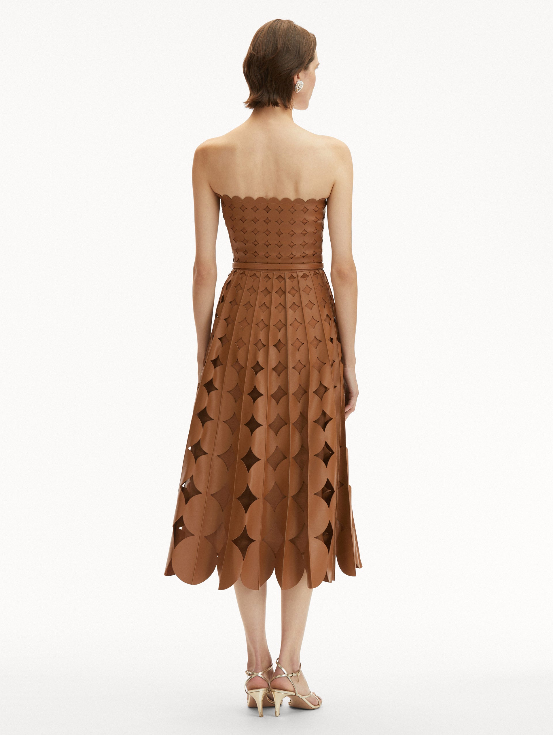 Elegant Geometric Circle Cutout Leather Dress for Women - Trendy Party & Evening Wear - Perfect for Date Nights, Cocktail Parties & Special Occasions