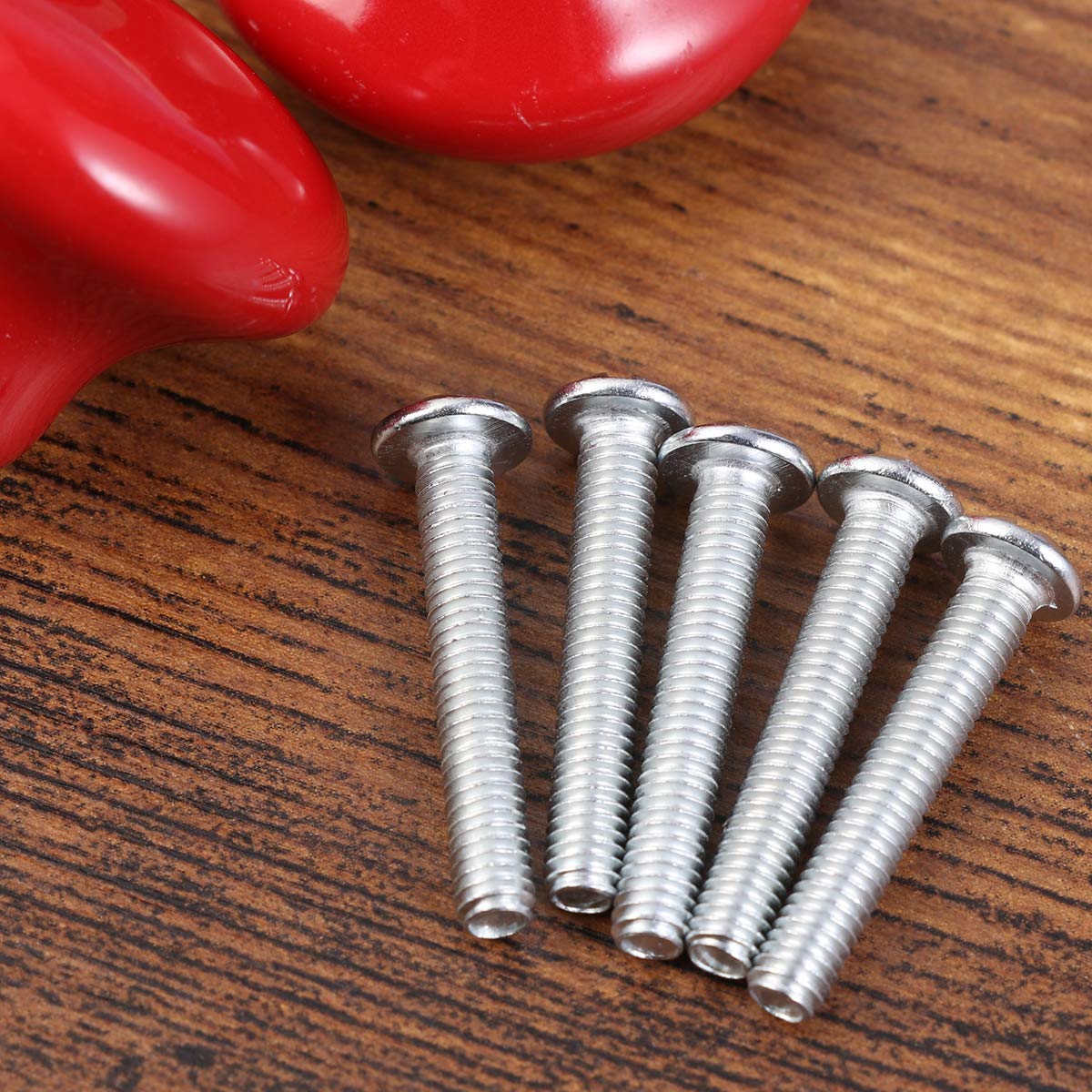 VORCOOL 5-Pack Ceramic Cabinet Knobs - Durable Round Drawer Pull Handles for Kitchen Cabinets & Cupboards (Red) - Perfect for Home Renovation & DIY Furniture Upgrades