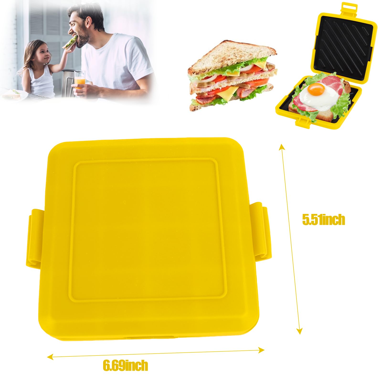 Microwave Toastie Maker - Adjustable Silicone Straps Sandwich Maker for Quick & Easy Meals - No Electricity Needed - Wireless & Time Saving - Perfect for Breakfast, Lunch & Snacks (Yellow)