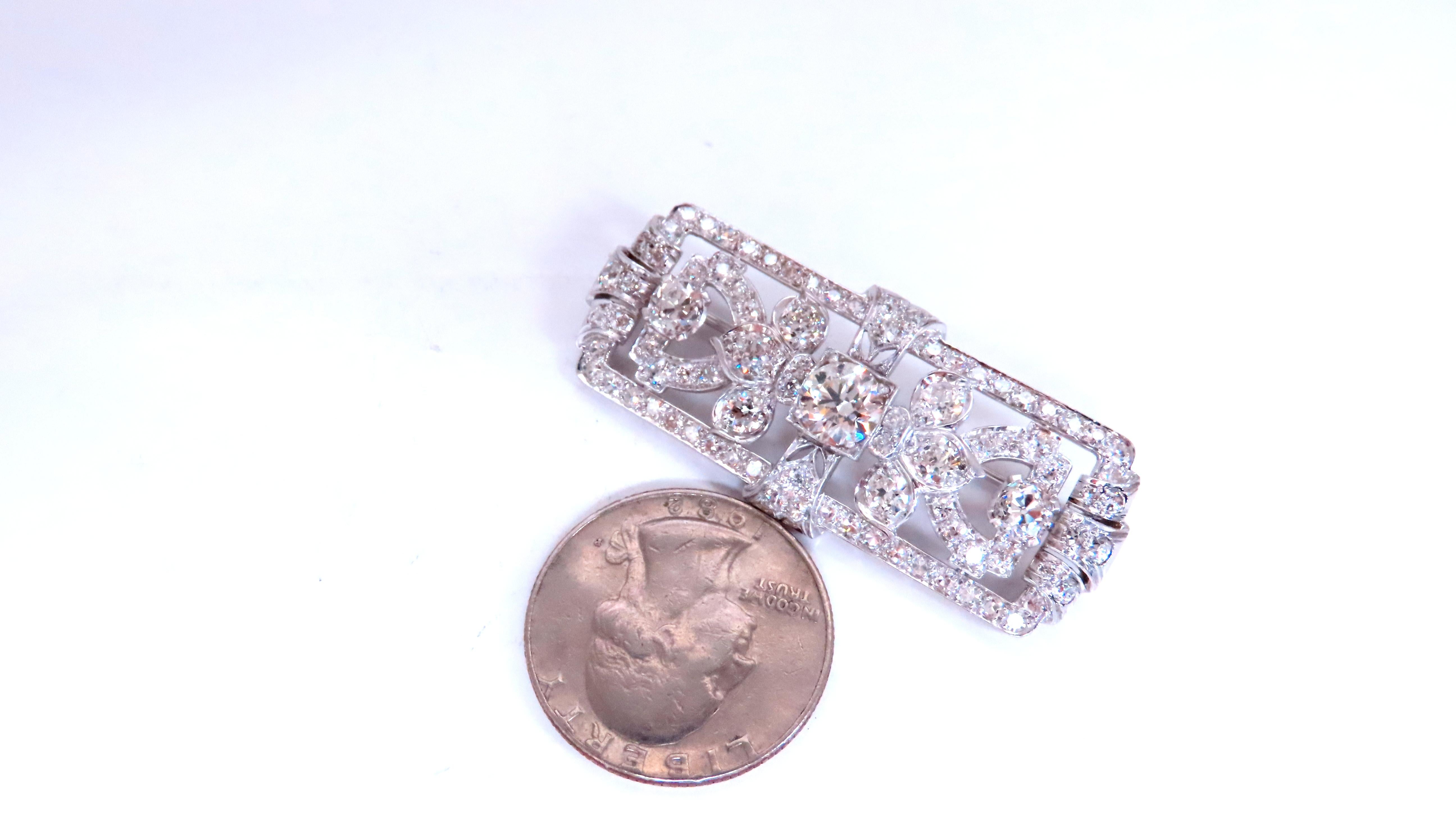 GIA Certified Natural Diamond Vintage Art Deco Pin Brooch in Platinum - Perfect for Weddings, Anniversaries & Special Occasions