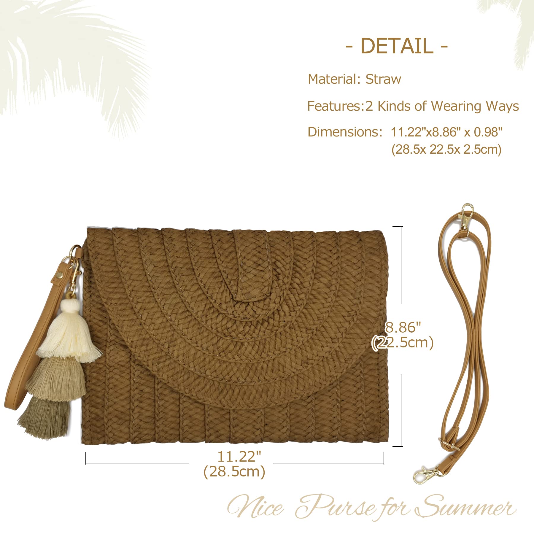 Aovtero Straw Crossbody Bag for Women - Summer Beach Purse & Wallet for Outings