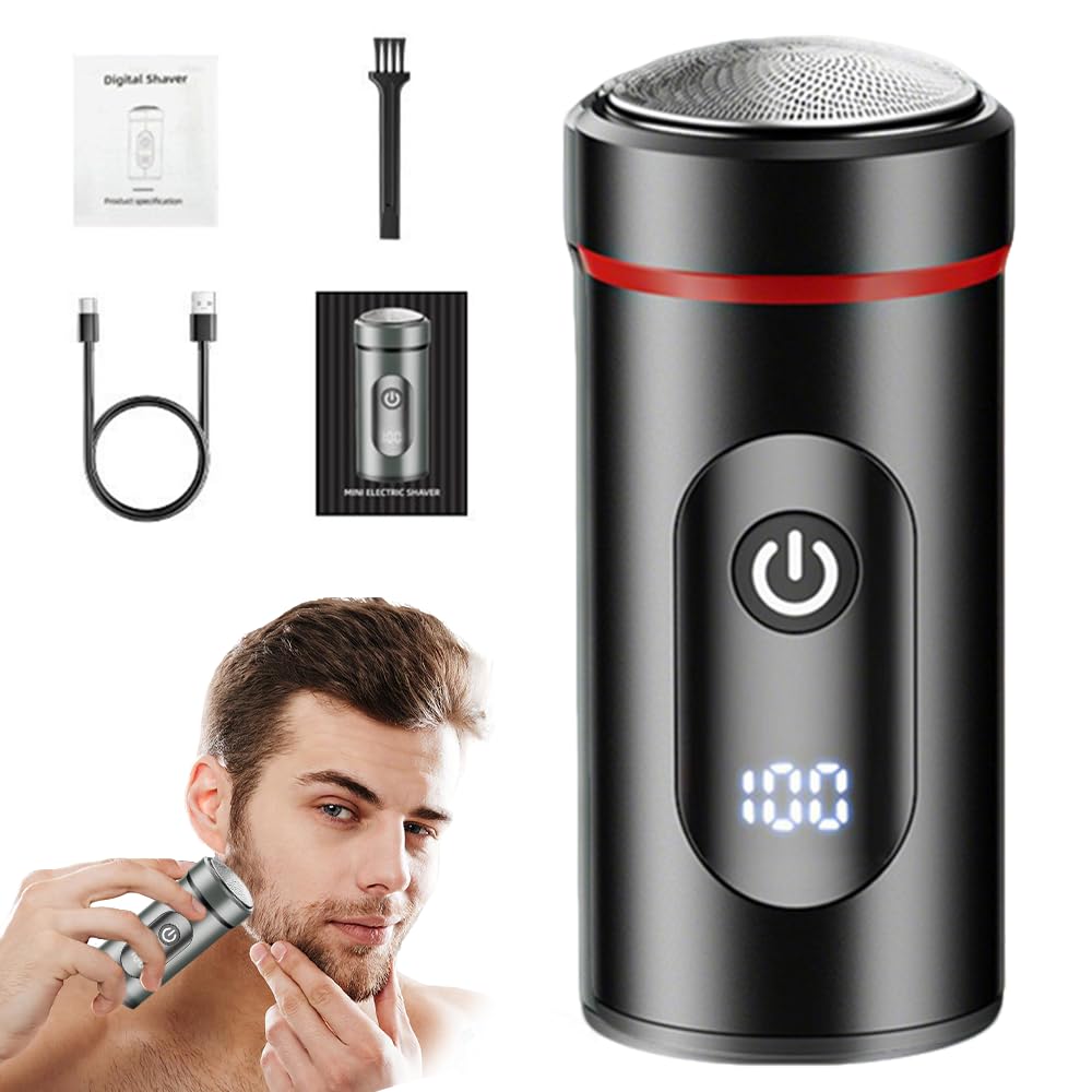 2025 Mini Portable Electric Shaver for Men - Rechargeable Waterproof Travel Razor with USB Charging | Compact Pocket Shaver for Home, Car, Office & On-the-Go Grooming (Black) | Perfect for Business Trips, Gym Bags & Daily Commute