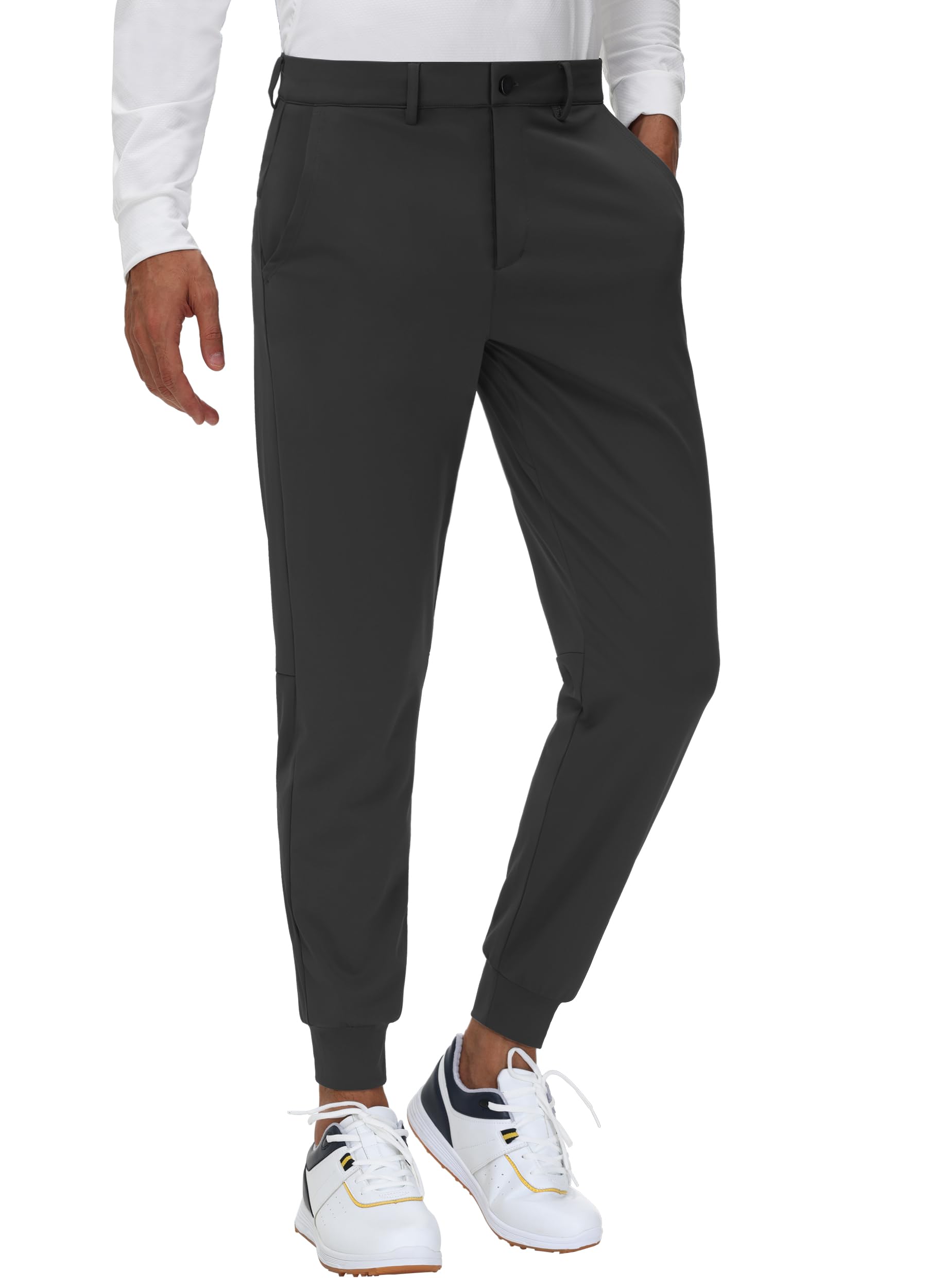 JWM Men's Stretch Golf Joggers Pants with Belt Loops - Slim Fit Tapered Casual Dress Pants for Business, Travel & Work (Sizes 29