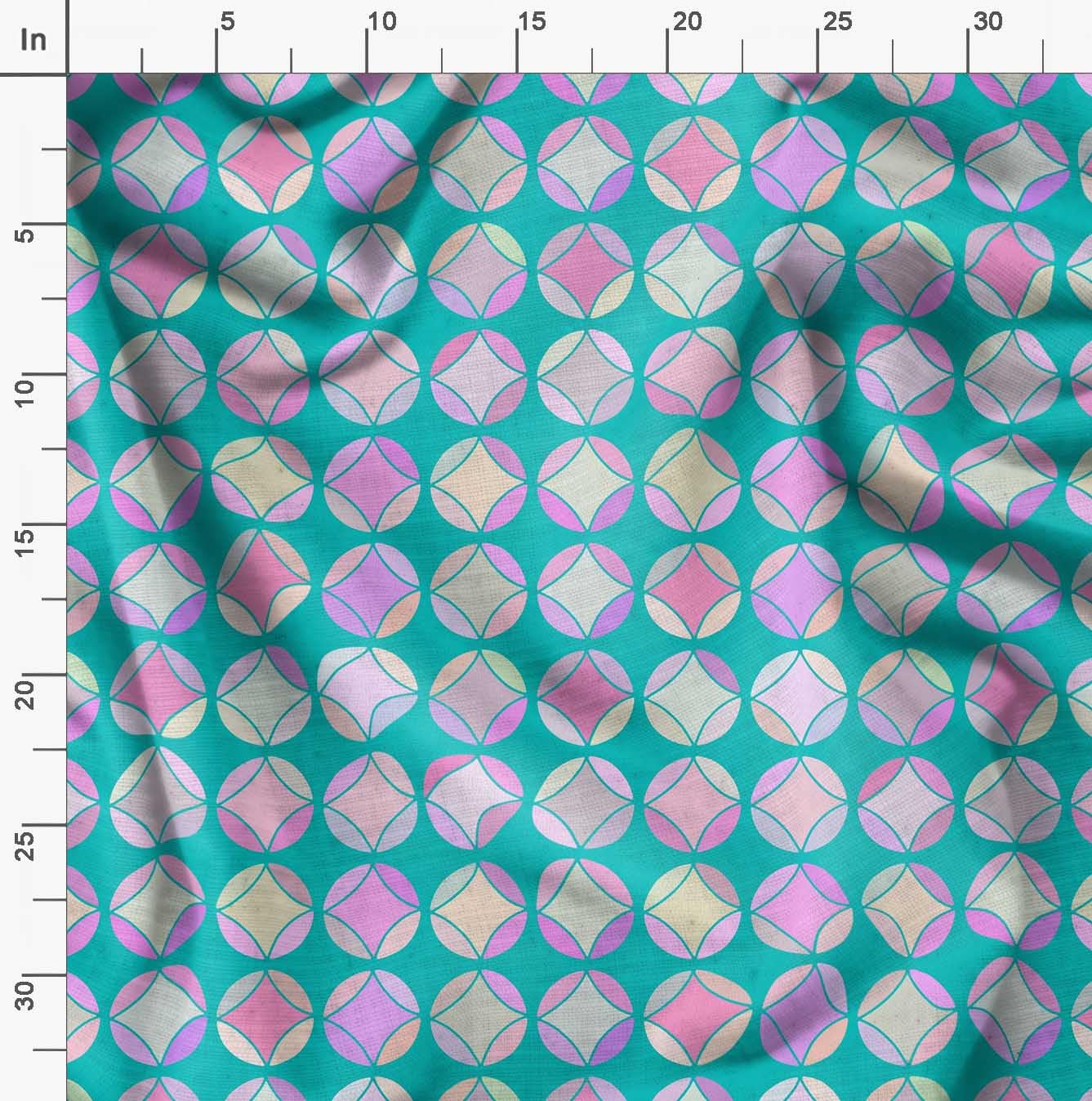 Soimoi Moss Green Georgette Fabric by The Yard - 42 Inch Wide - Circle Art Geometric Printed Textile for Dresses, Curtains & Home Decor | Fashion & Interior Design Material