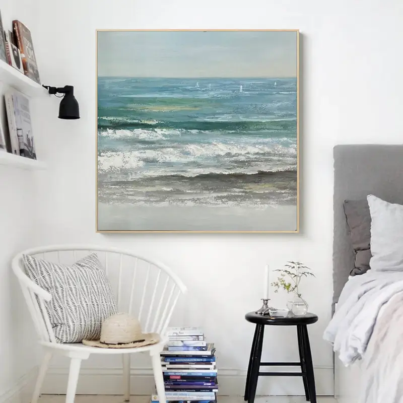 Ocean and Sky Painting #OS 014 - Handmade Canvas Wall Art for Home Decor, Office, Living Room & Bedroom