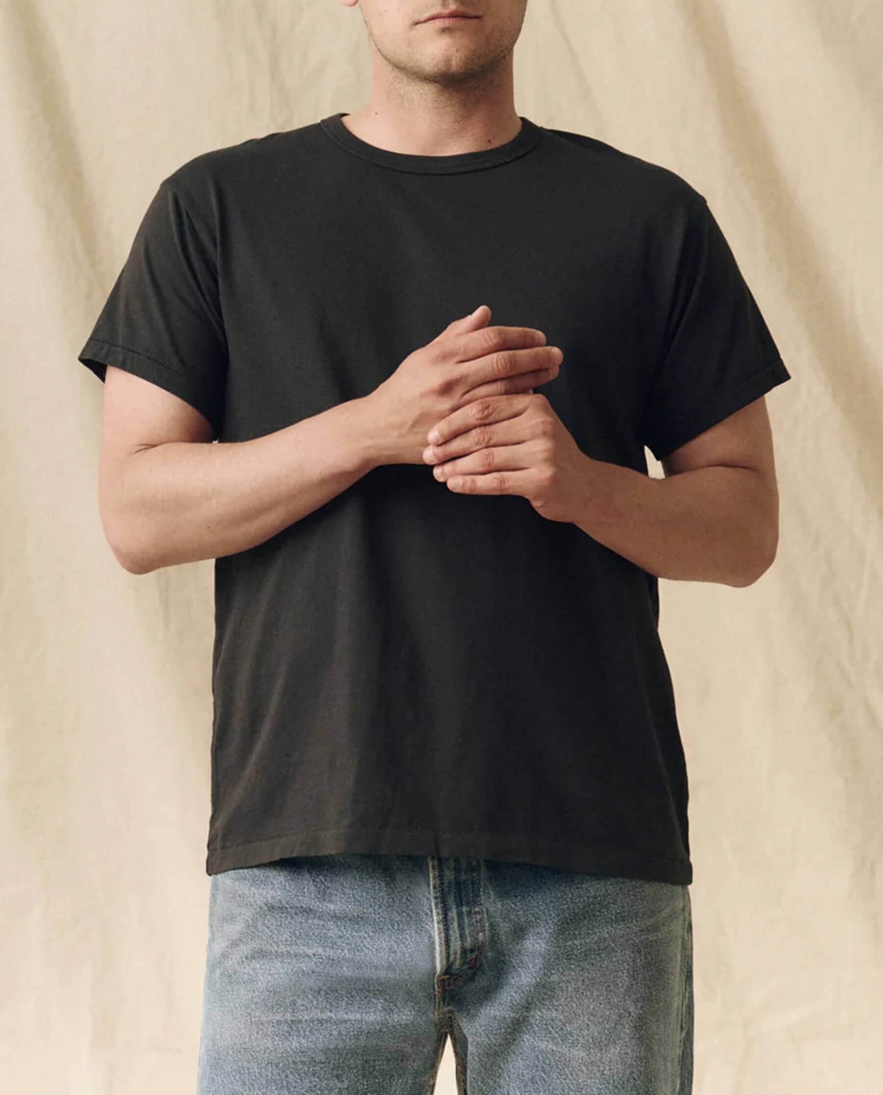 Men's Pure Knits Boxy Crew Neck Sweater - Solid Almost Black | Casual Wear, Layering & Everyday Comfort