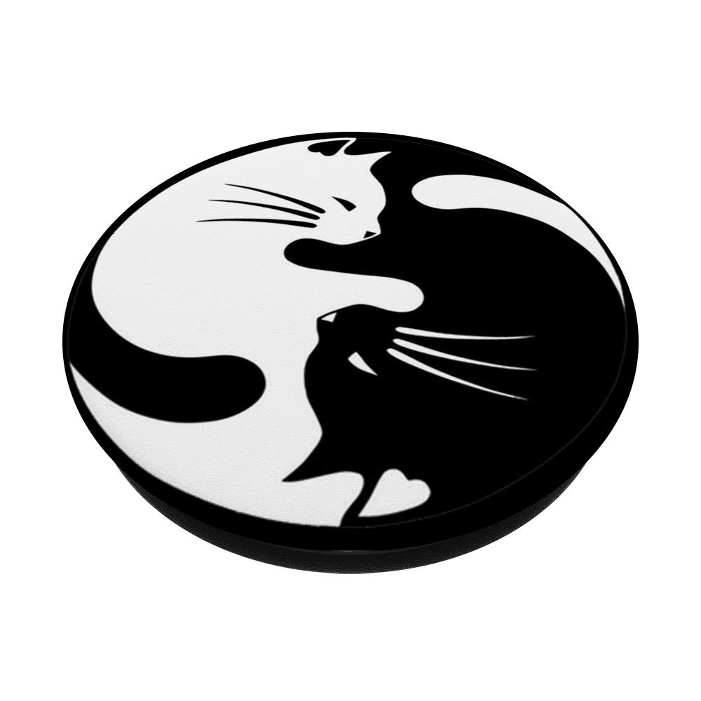Yin Yang Cat PopSockets PopGrip - Interchangeable Phone Grip for iPhone, Samsung & Tablets - Perfect for Gaming, Selfies & Everyday Use