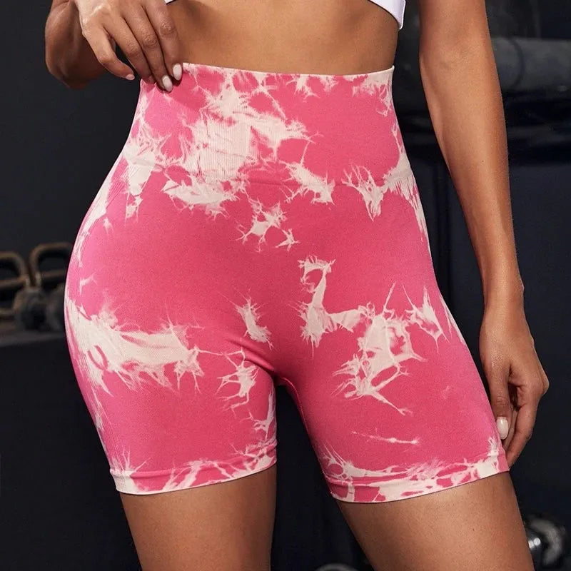Seamless Tie-Dye Push Up Yoga Shorts for Women - High Waist Workout Shorts for Running, Cycling, Gym & Summer Fitness - Comfortable Activewear for Yoga, Pilates and Lounge Wear