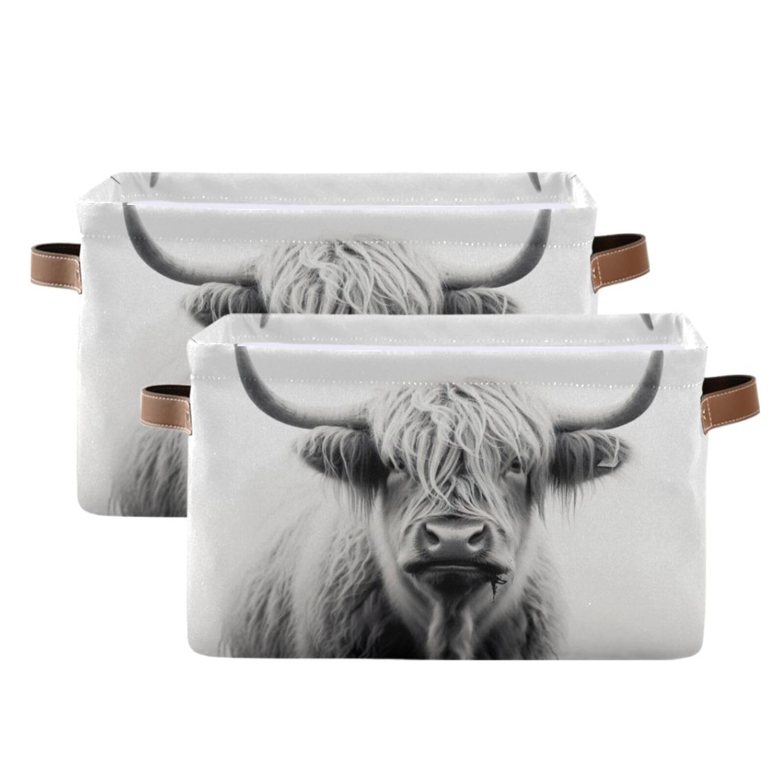 Highland Cow Storage Basket - Closet Organizer Bin, Cube Shelf Organizer for Home & Office - Perfect for Bedroom, Bathroom, and Kids Room Organization (1PC)