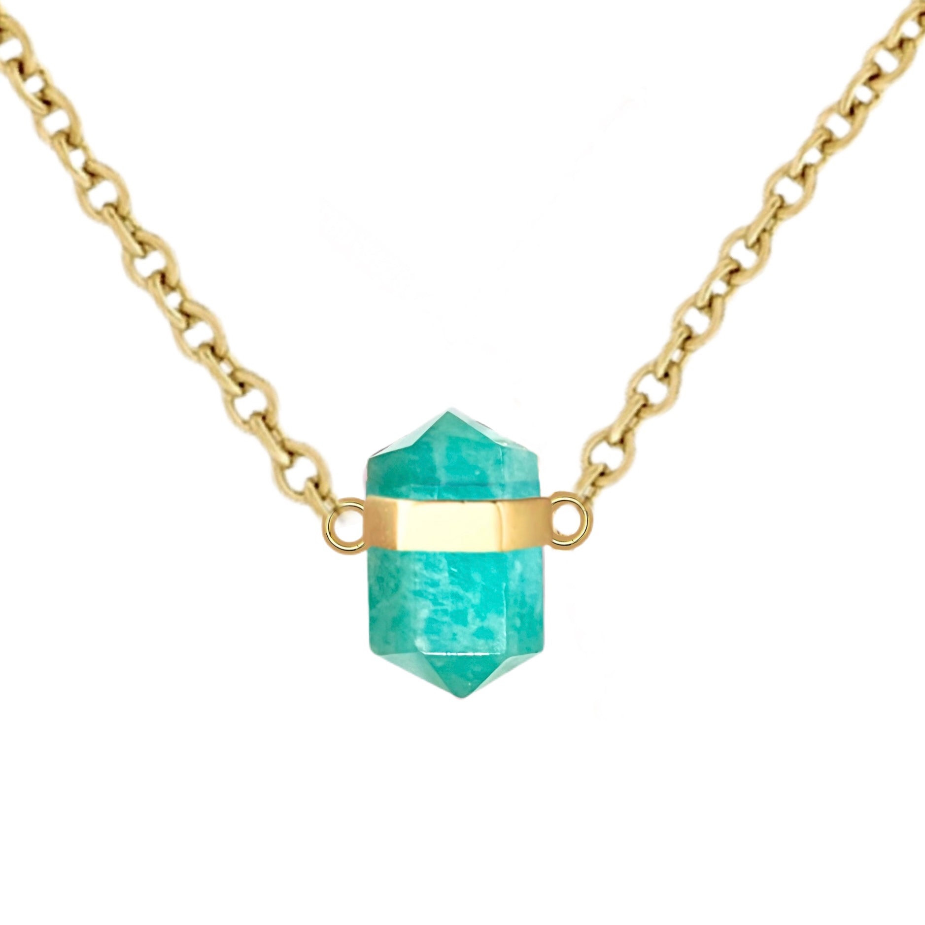 Amazonite Crystal Necklace for Women - Gold Plated Healing Stone Jewelry for Positive Energy & Stress Relief - Perfect for Meditation, Yoga & Spiritual Gifts