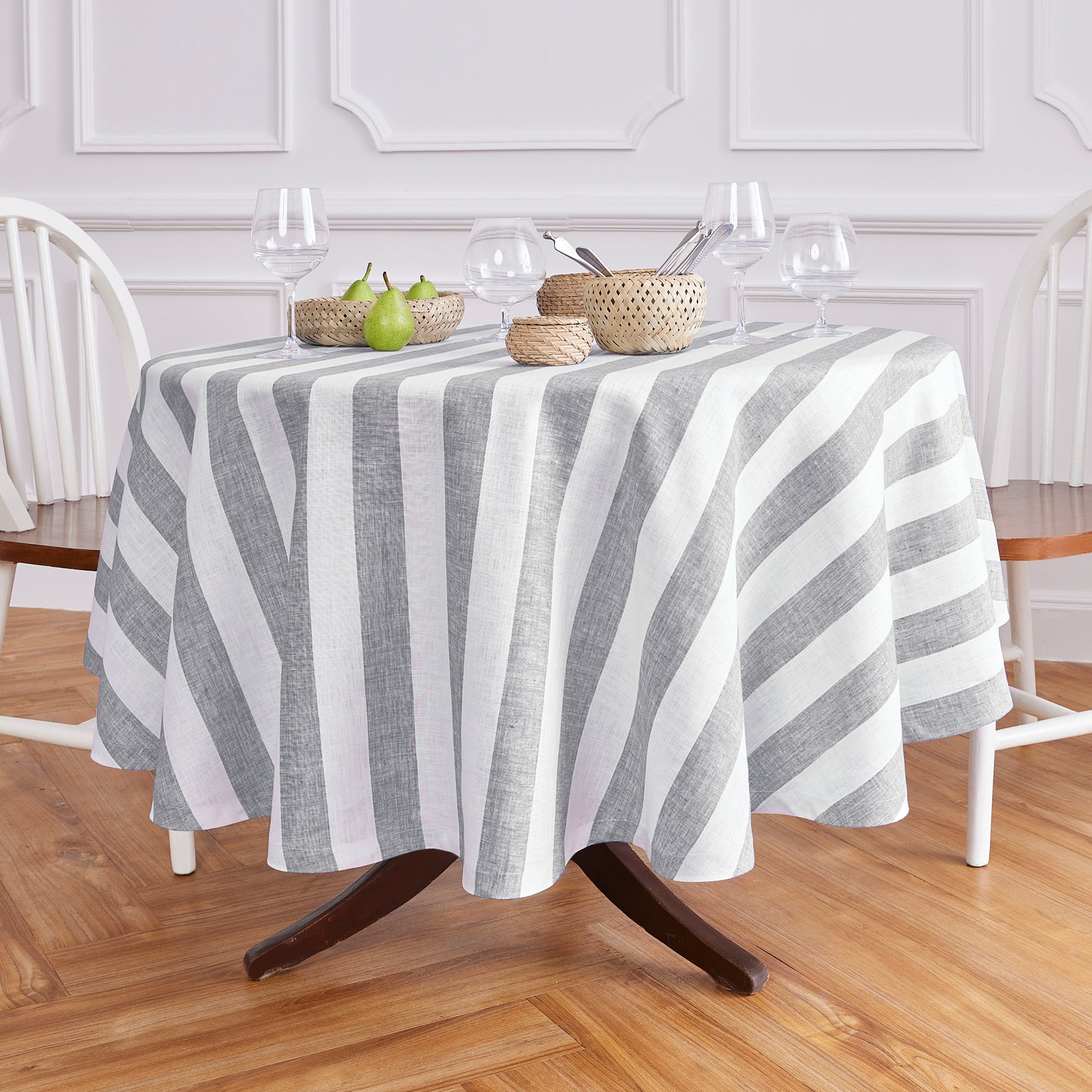 Natural and White Cabana Stripe