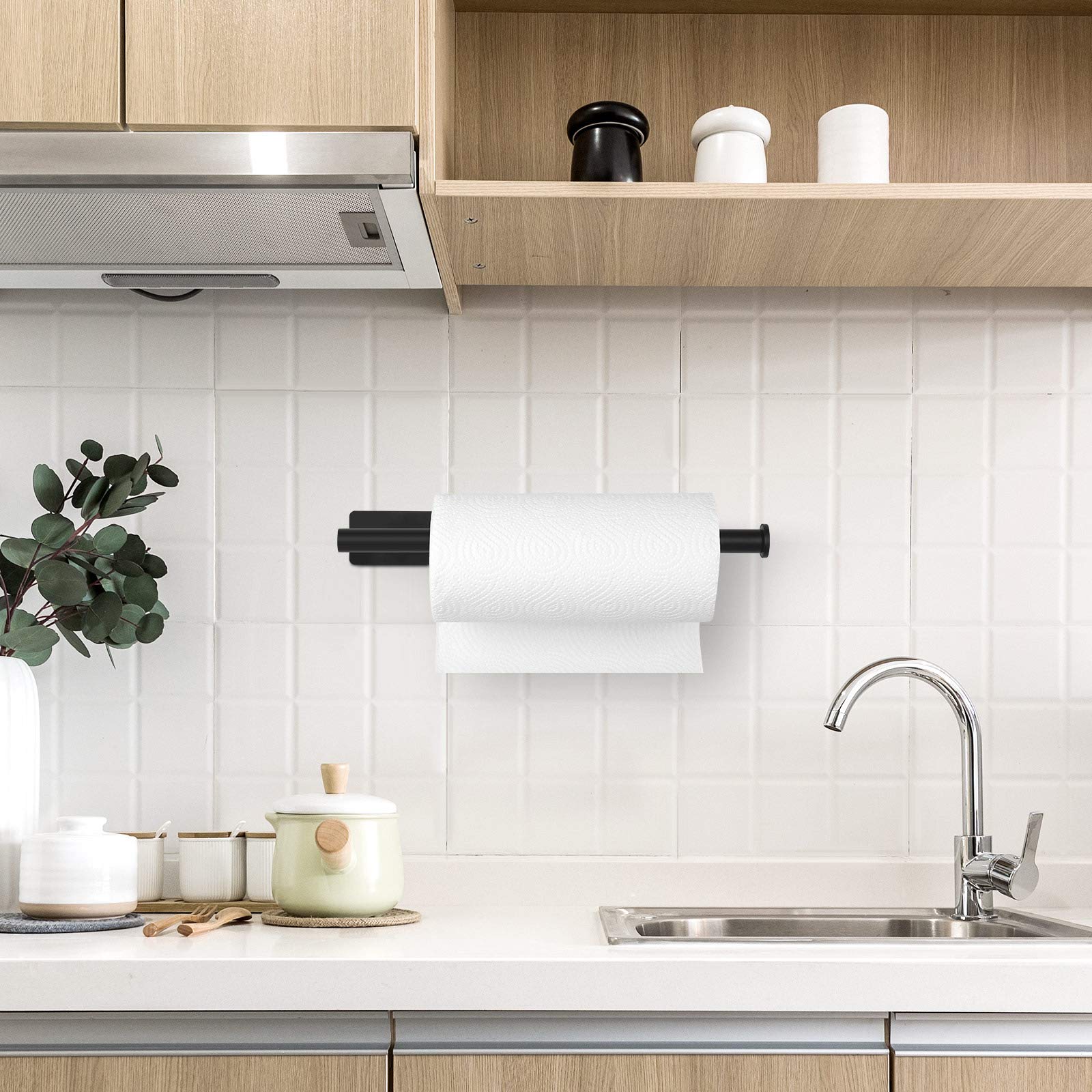 2-Pack Adhesive Wall Mount Paper Towel Holders - Under Cabinet Kitchen Organizer for Counter, Pantry, Sink & Bathroom | Space-Saving Home & Office Storage Solution