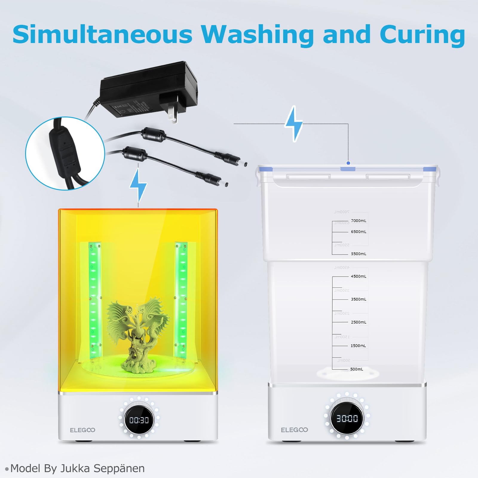 ELEGOO Mercury X Bundle - Large UV Curing and Resin Washing Machine for LCD/DLP/SLA 3D Printer Models | Post-Processing Station for 3D Printed Creations | Perfect for Hobbyists and Professionals