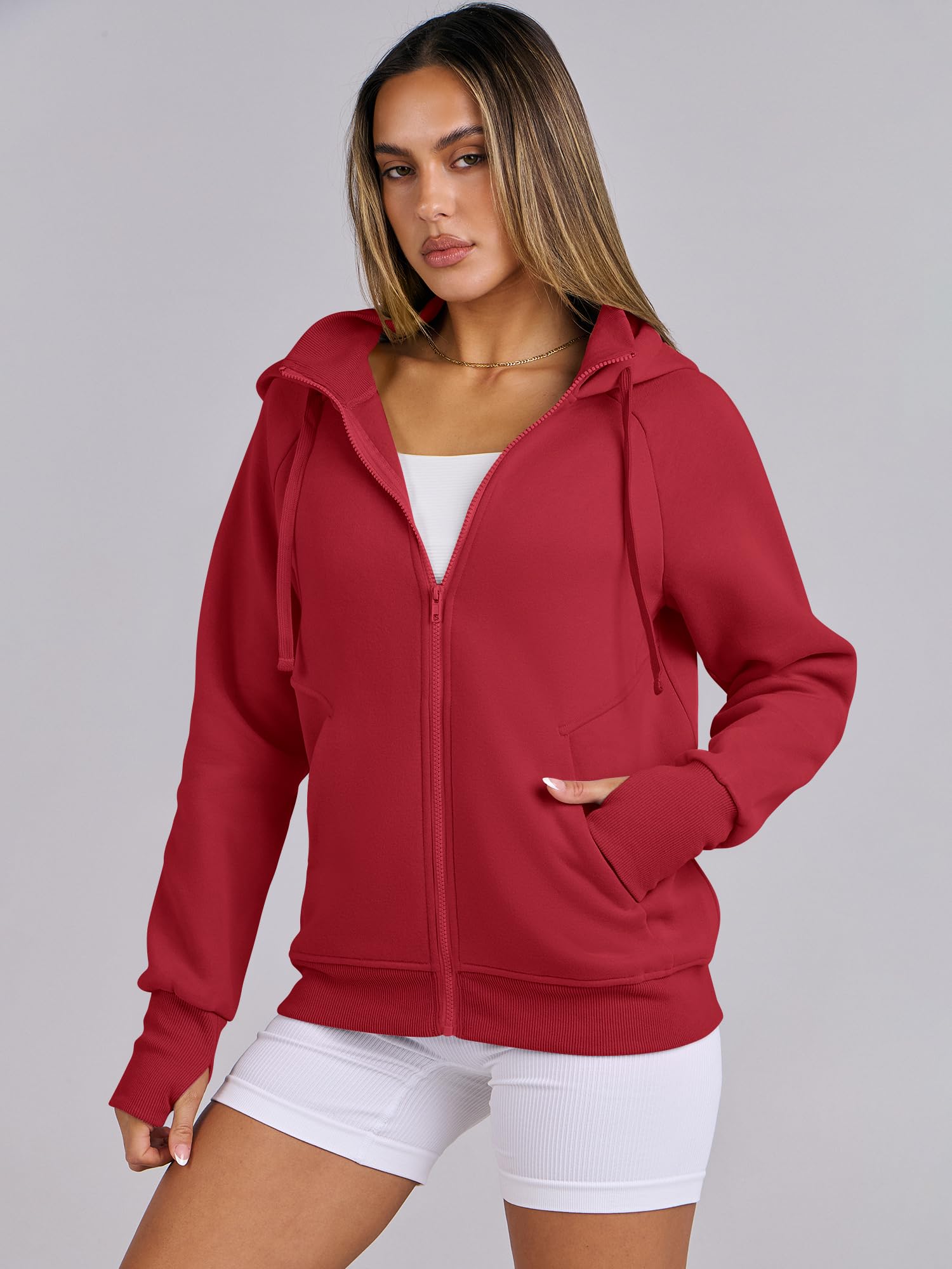 ANRABESS Women's Fleece Zip-Up Hoodie with Pockets - Long Sleeve Casual Sweatshirt for Fall Fashion | Y2K Preppy Outfits | Perfect for College, Streetwear & Cozy Loungewear