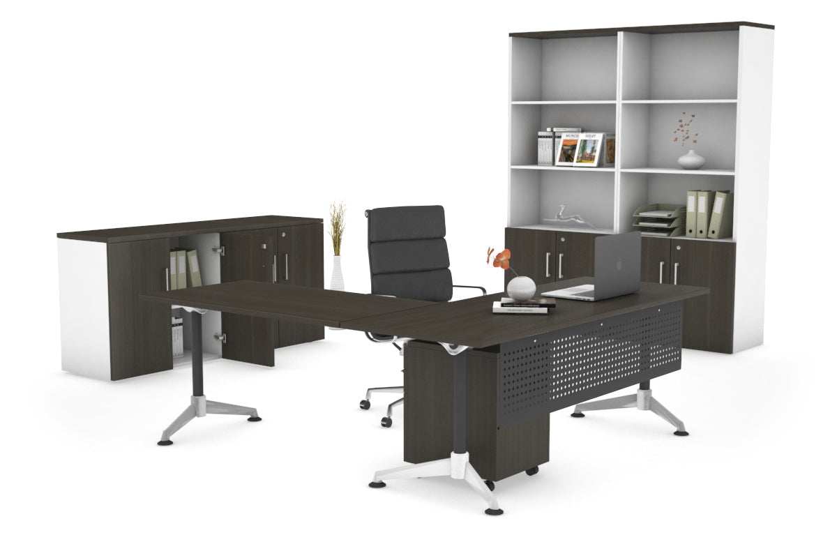 L-Shaped Corner Executive Office Desk - Blackjack [1600L x 1700W] - Perfect for Home Office & Professional Workspace Setup