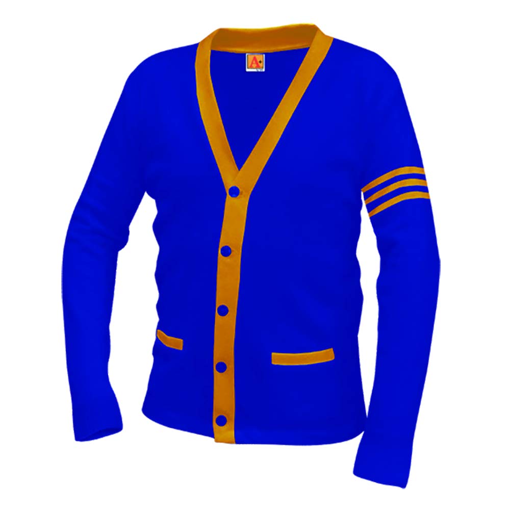 Averill's Unisex 5-Button V-Neck Varsity Cardigan with Contrasting Trim - Premium School Uniform Sweater for Students & Teachers | Perfect for Classrooms, Sports Events & Team Spirit Days