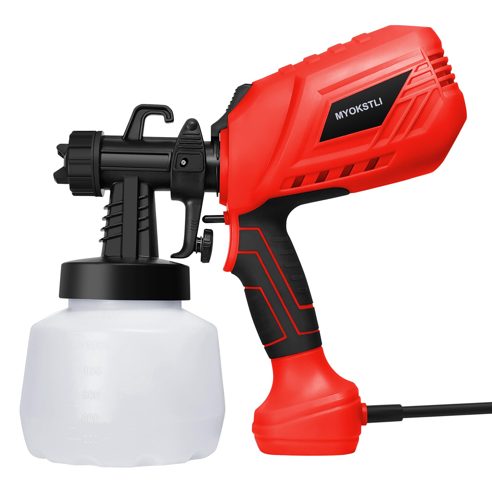 700W HVLP Electric Paint Spray Gun with 1200ml Container - 4 Nozzle Sizes for Precise Painting - Lightweight & Easy to Clean - Ideal for Home DIY Projects, Furniture, Walls, Cabinets & Fences (Red)