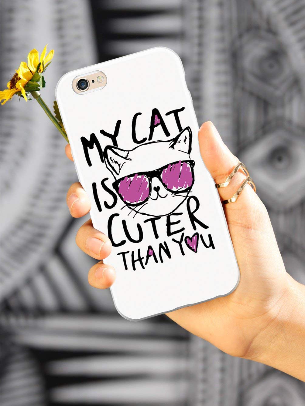 Inspired Cases - iPhone 8 Case with 3D Textured Protection | Shockproof & Slim Design for Apple iPhone 8 | 'My Cat is Cuter Than You' Funny Pet Lover Case - Perfect for Daily Use, Work & Outdoor Activities