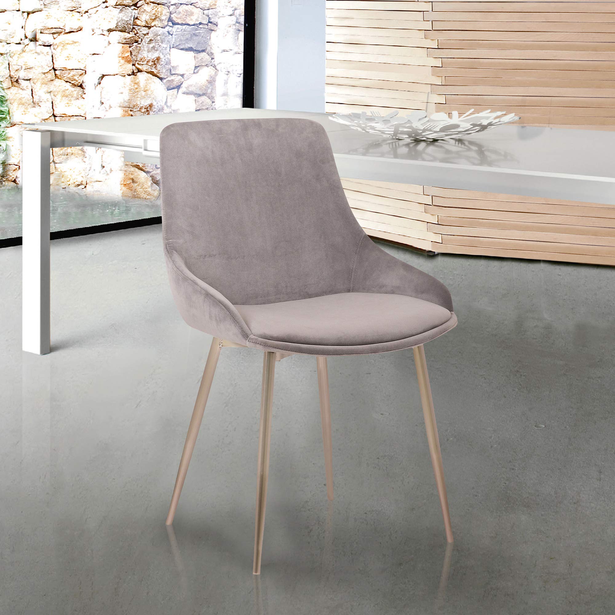 Heidi Contemporary Upholstered Fabric Dining Chair - Gray Accent Chair for Dining Room - 18.5