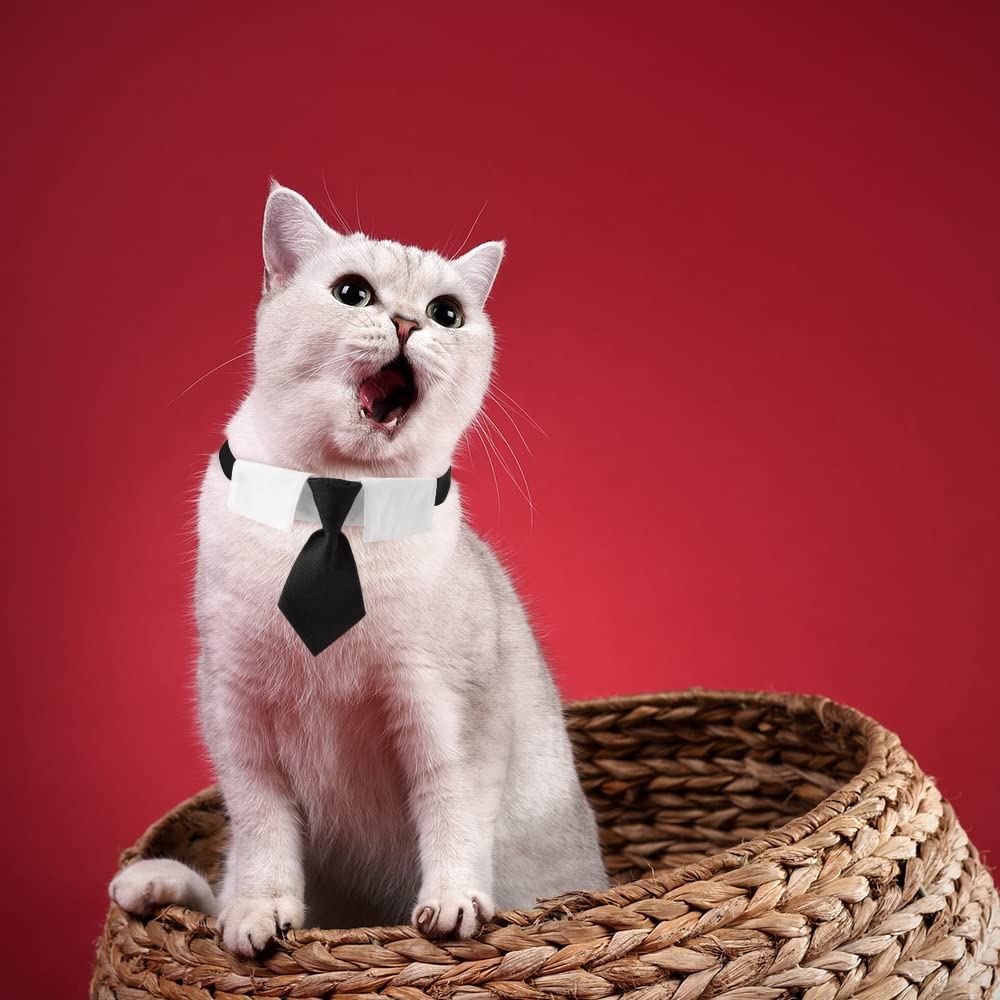 Premium Soft Polyester Dog Bow Tie Collar with Adjustable Metal Buckle - Comfortable Pet Neckwear for Small, Medium & Large Dogs (Black/White) - Perfect for Weddings, Parties & Special Occasions