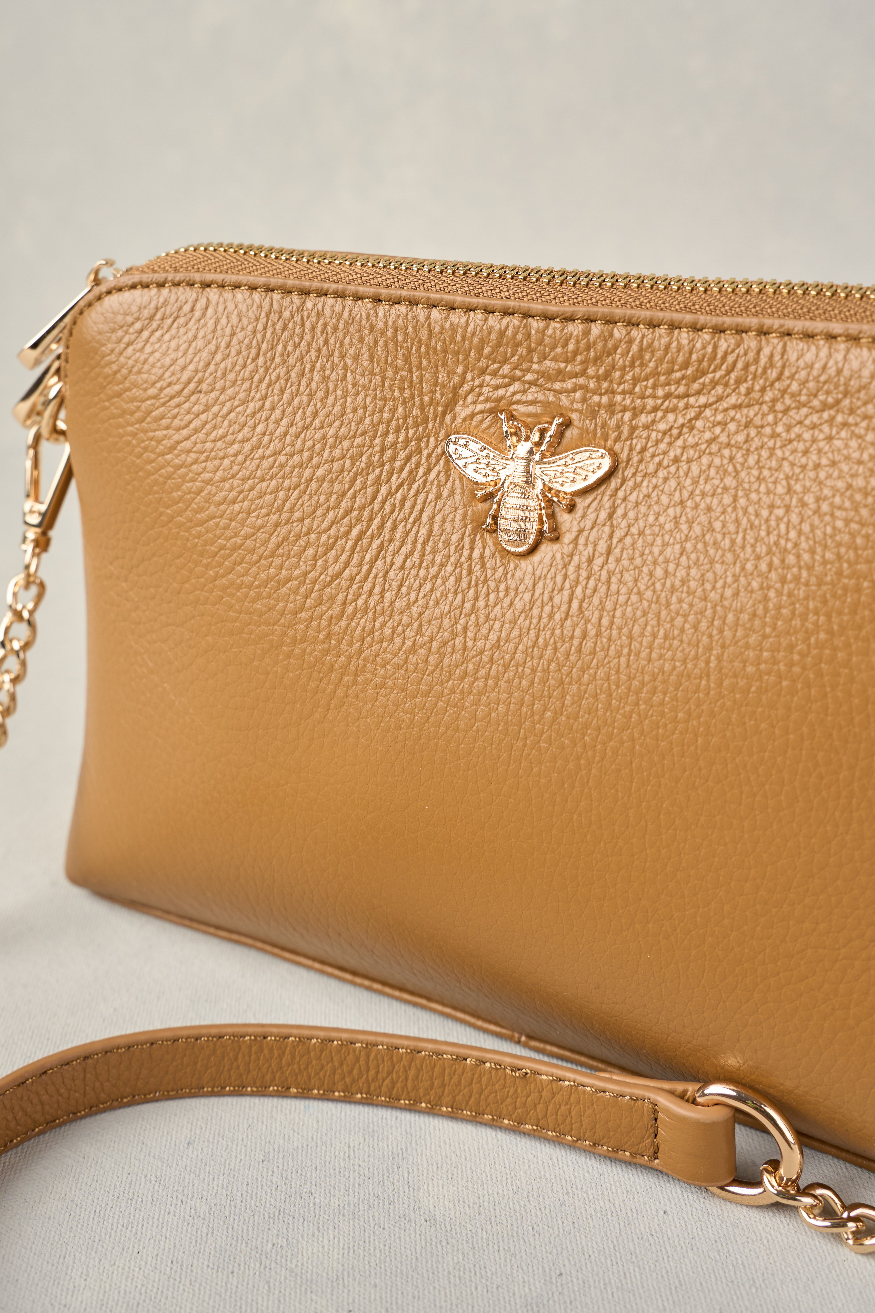 Beverly Bee Crossbody Bag for Women - Stylish Leather Shoulder Purse in Tan | Perfect for Travel, Shopping & Everyday Use