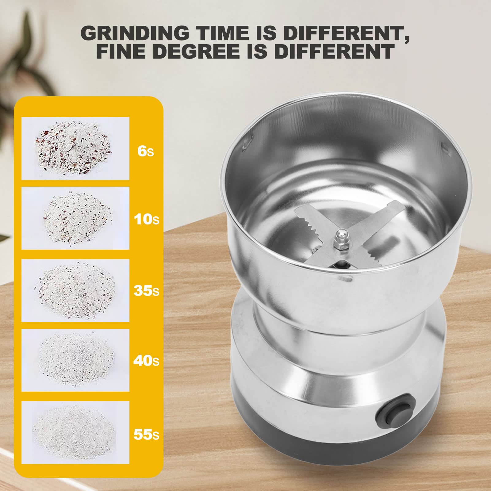 Premium Electric Coffee & Spice Grinder with Stainless Steel Blades - High Speed 110V US Plug - Compact Design with Clear Safety Cover - Perfect for Home Kitchen, Coffee Shops & Baking Enthusiasts