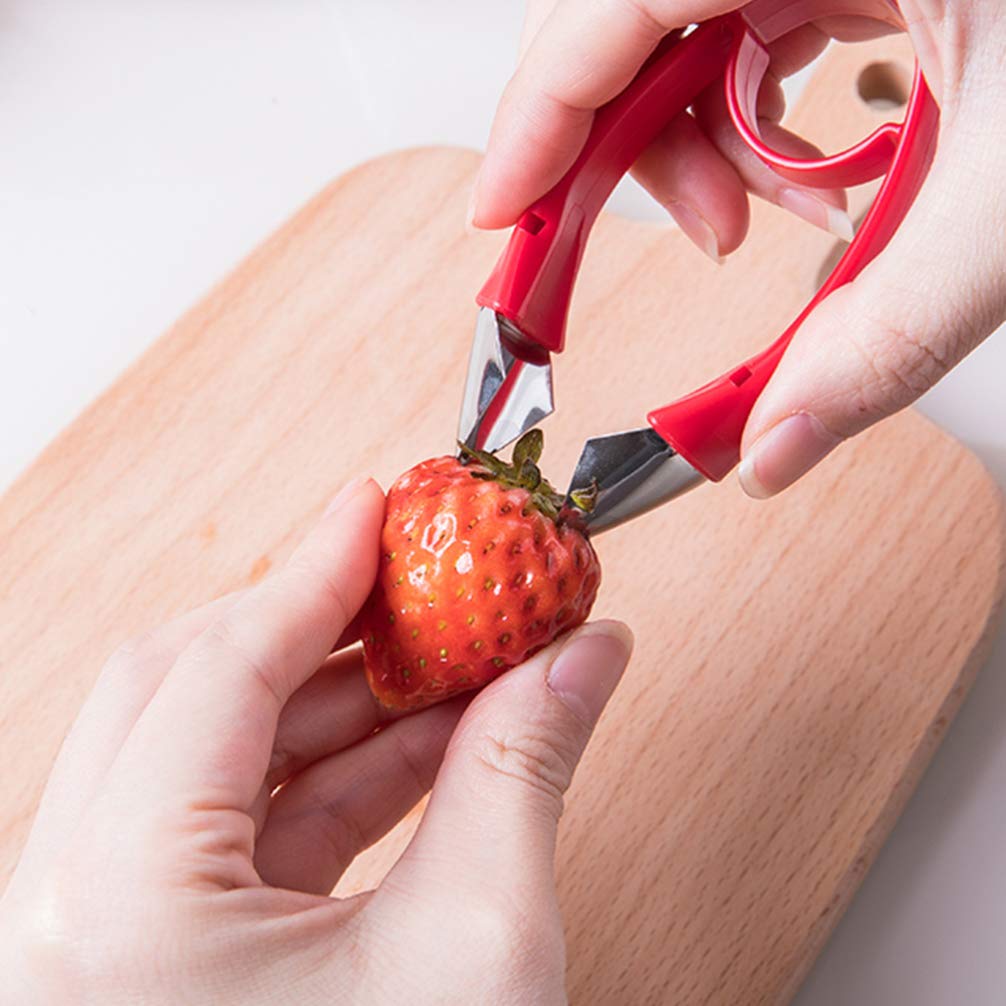 DOITOOL 2-Pack Stainless Steel Potato Peeler & Strawberry Huller - Kitchen Tool for Peeling Potatoes, Coring Fruits, Removing Stems - Lightweight & Durable for Cooking, Baking, Salad Prep (Red)